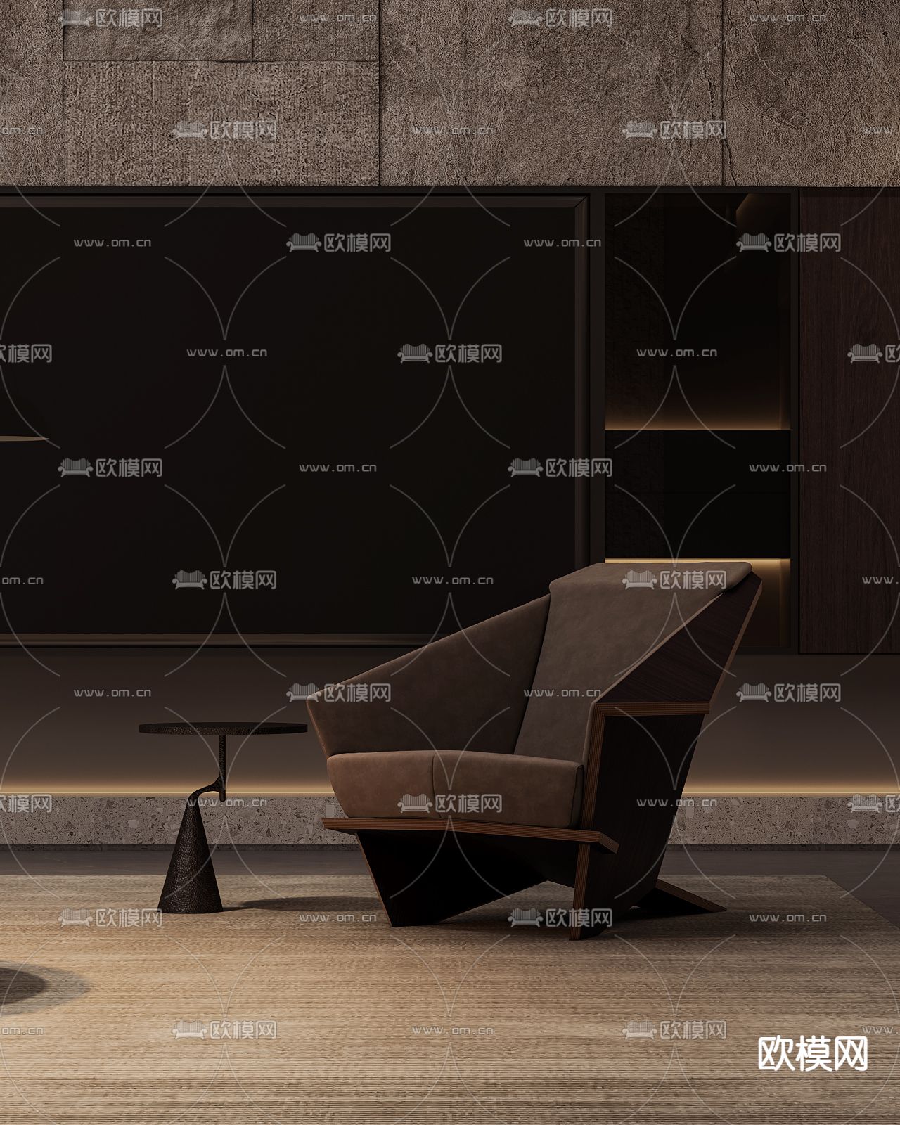 工业风挑空别墅客厅3d模型下载（渲染图2）