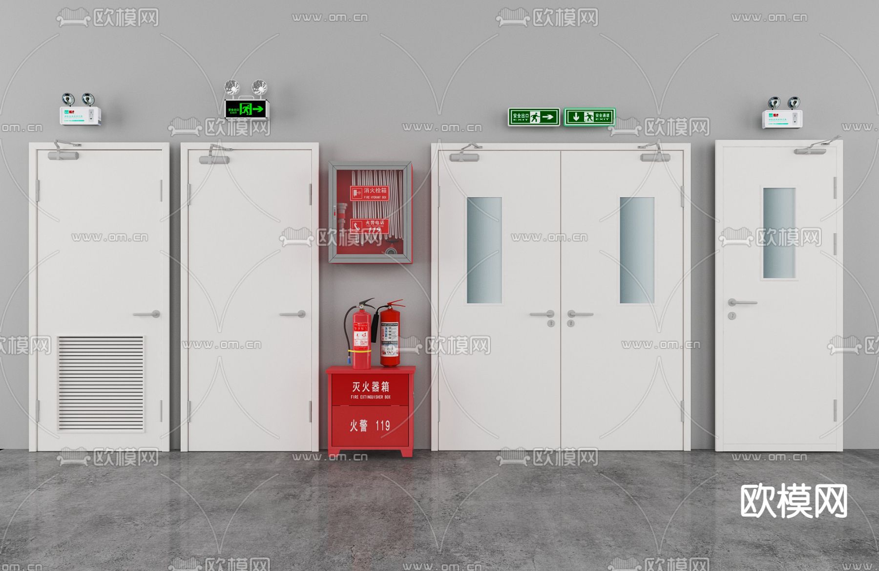 现代消防门消防栓3d模型