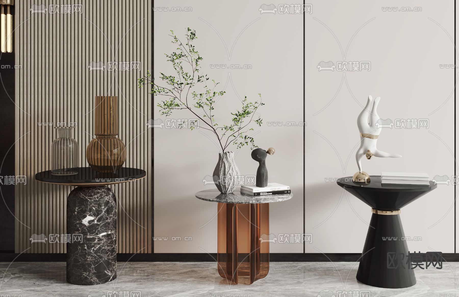 现代大理石边几圆几3d模型下载