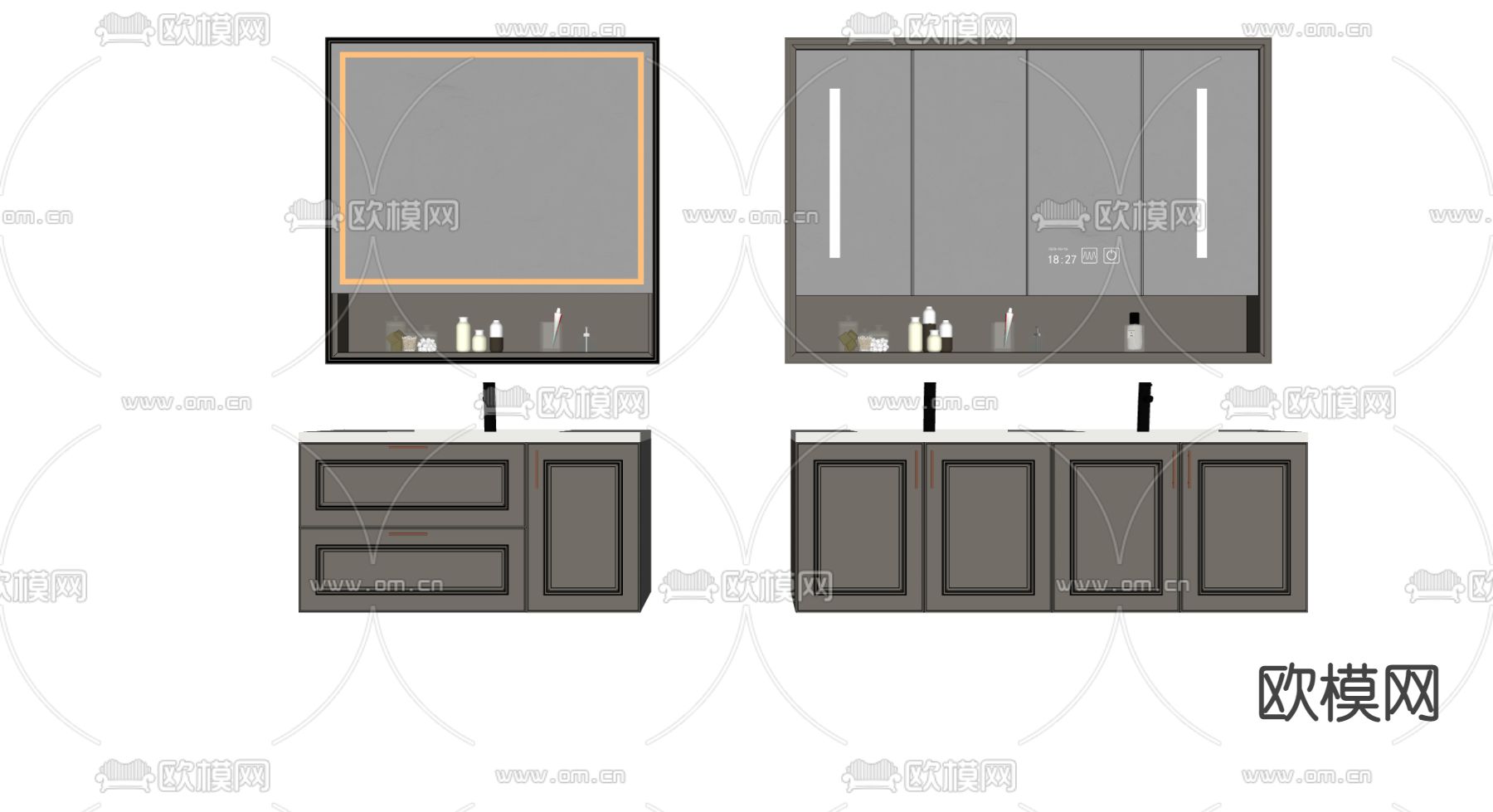 欧式浴室柜su模型下载（渲染图2）