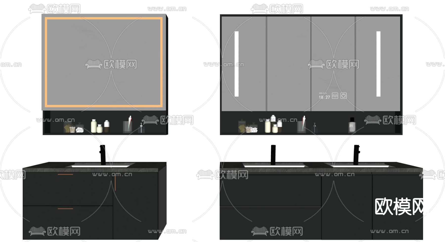 现代浴室柜su模型下载（渲染图2）