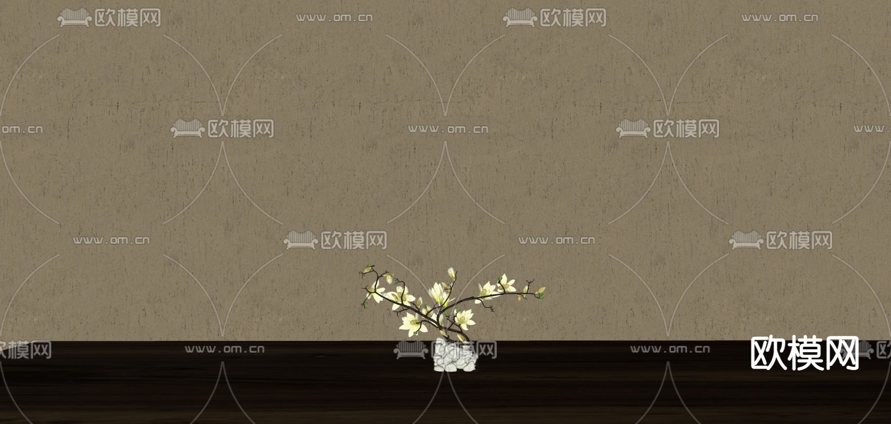 现代花卉植物盆栽su模型下载（渲染图2）