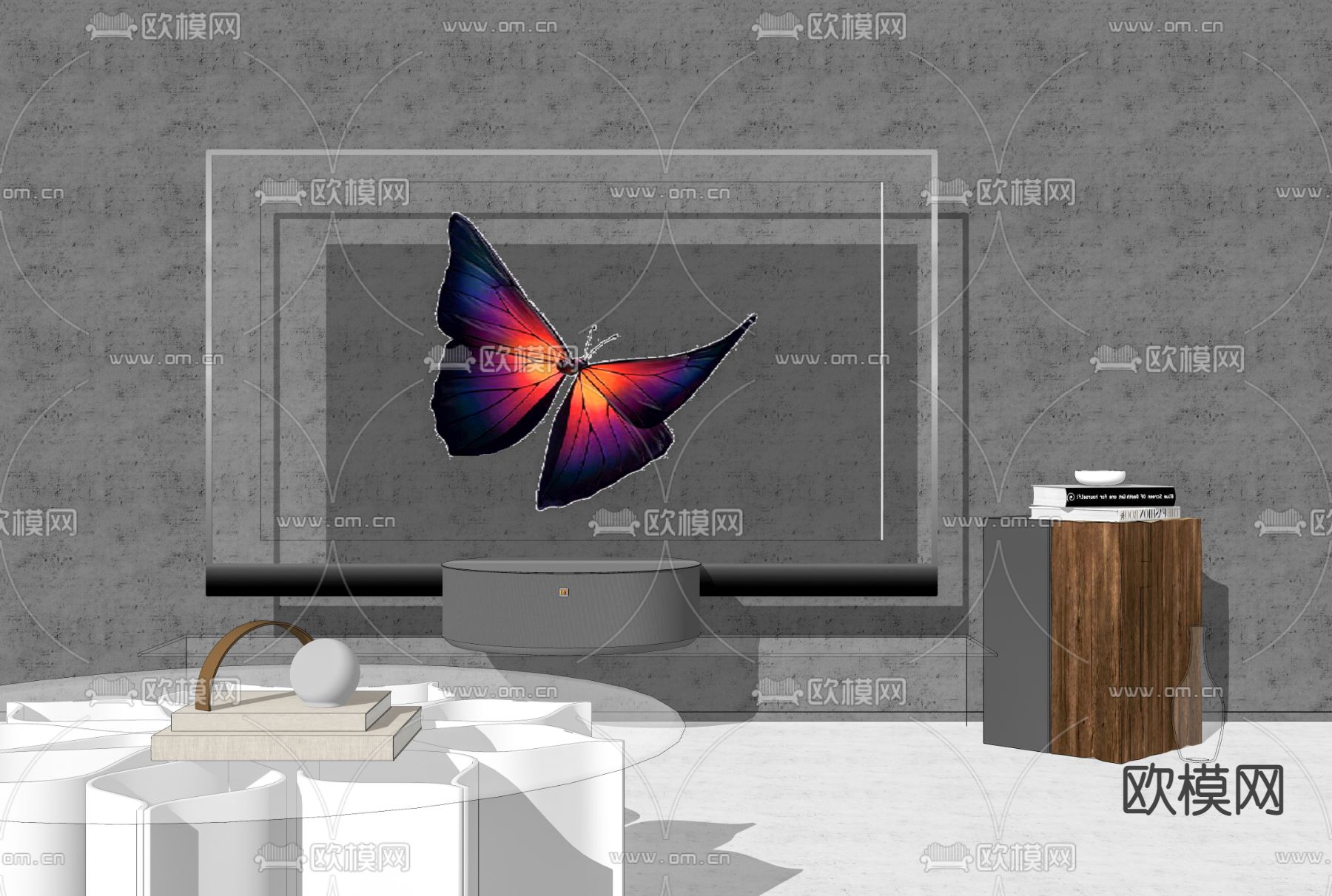 电视机su模型下载（渲染图2）