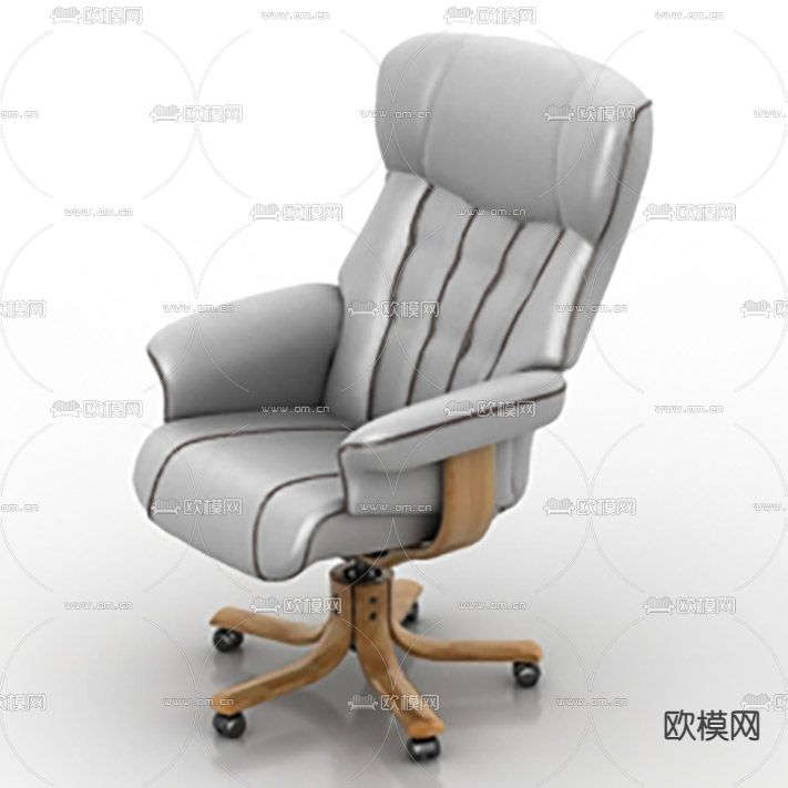 现代轻奢创意皮革实木办公椅免费3d模型