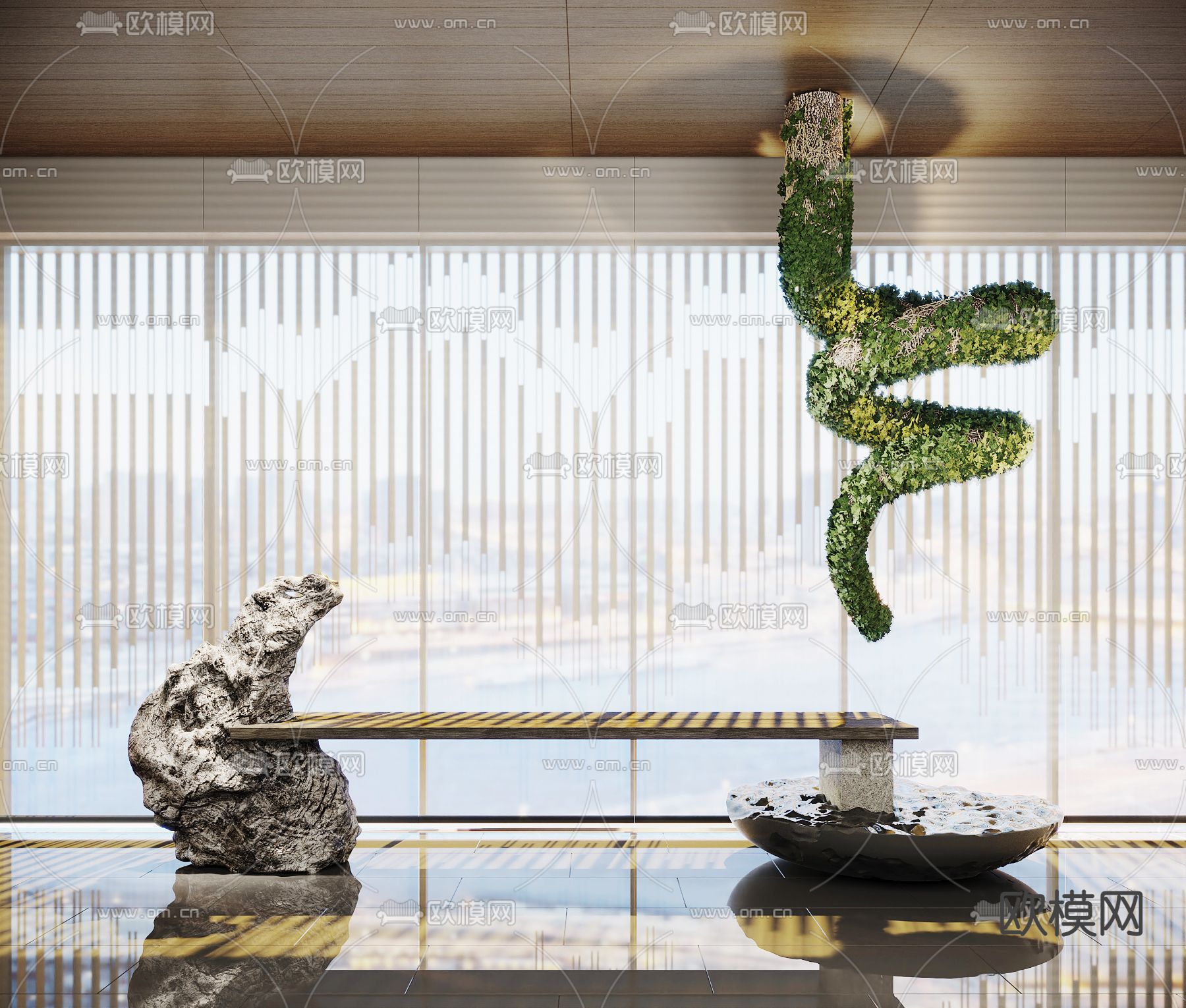 现代植物艺术雕塑3d模型下载