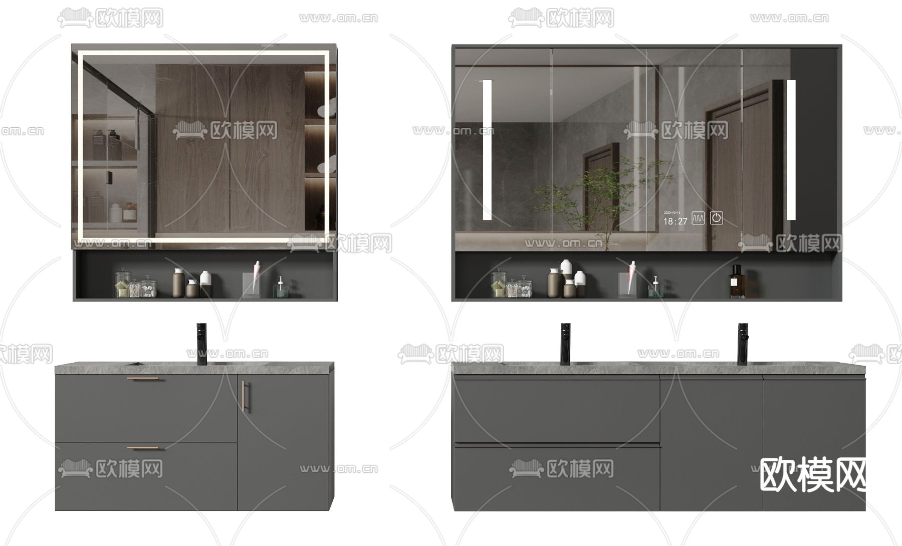 现代浴室柜su模型下载（渲染图1）