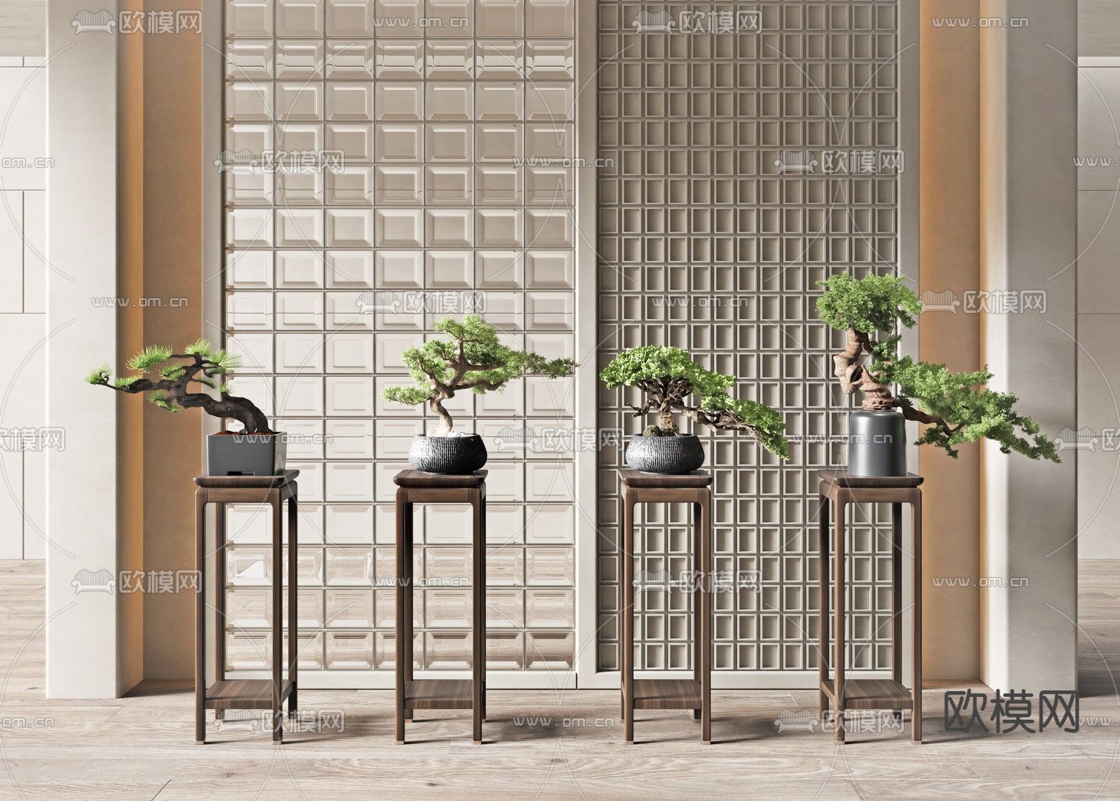 新中式松树盆栽su模型下载（渲染图1）