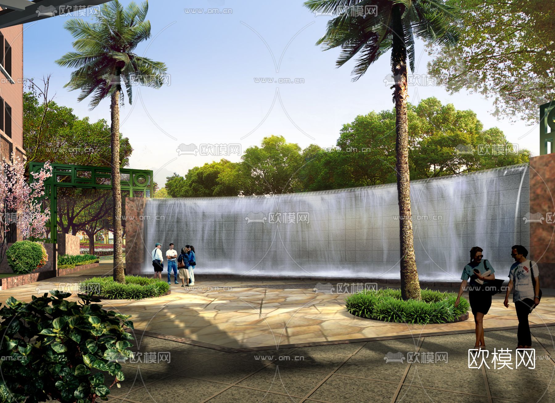 现代喷泉景观psd下载