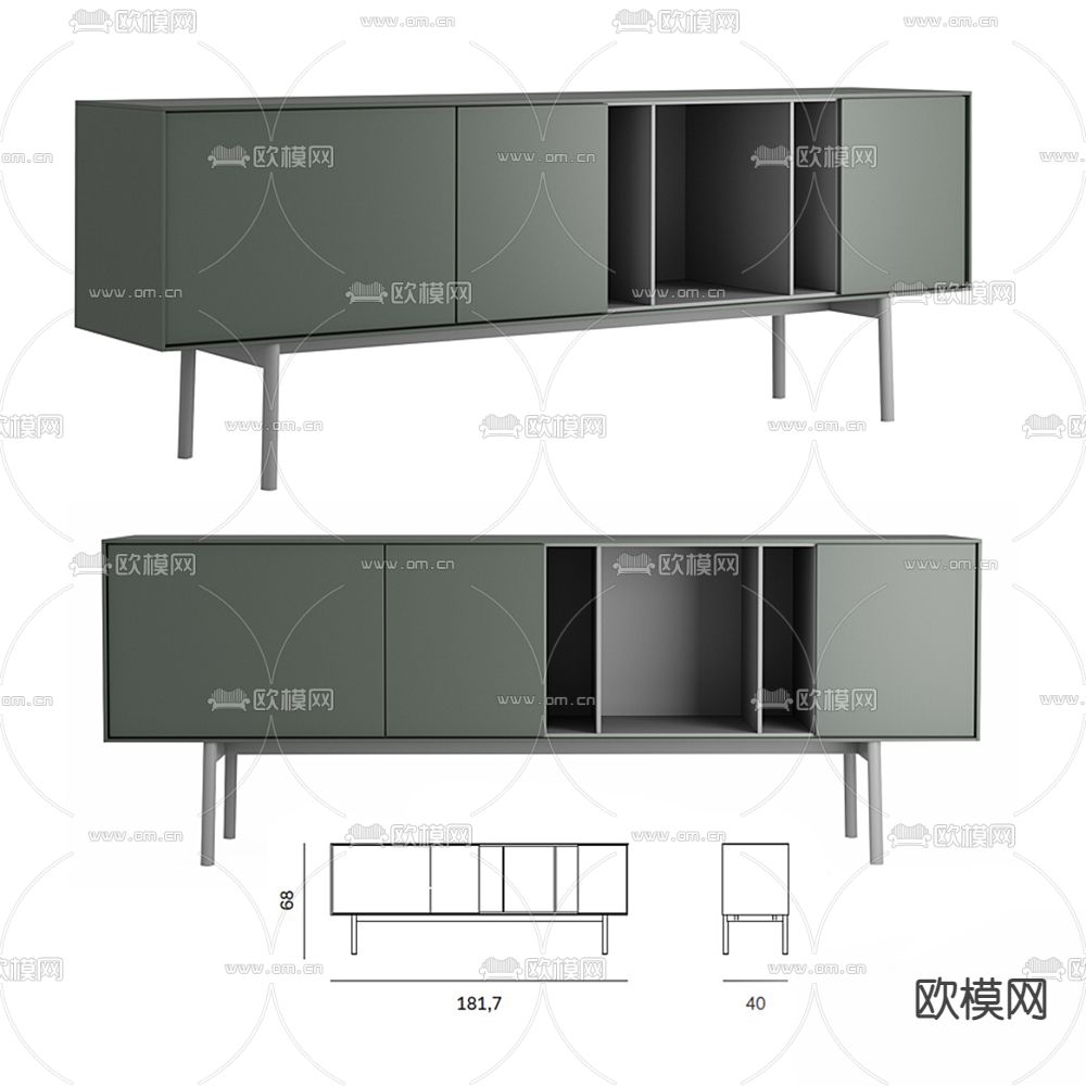 北欧电视柜3d模型下载（渲染图4）