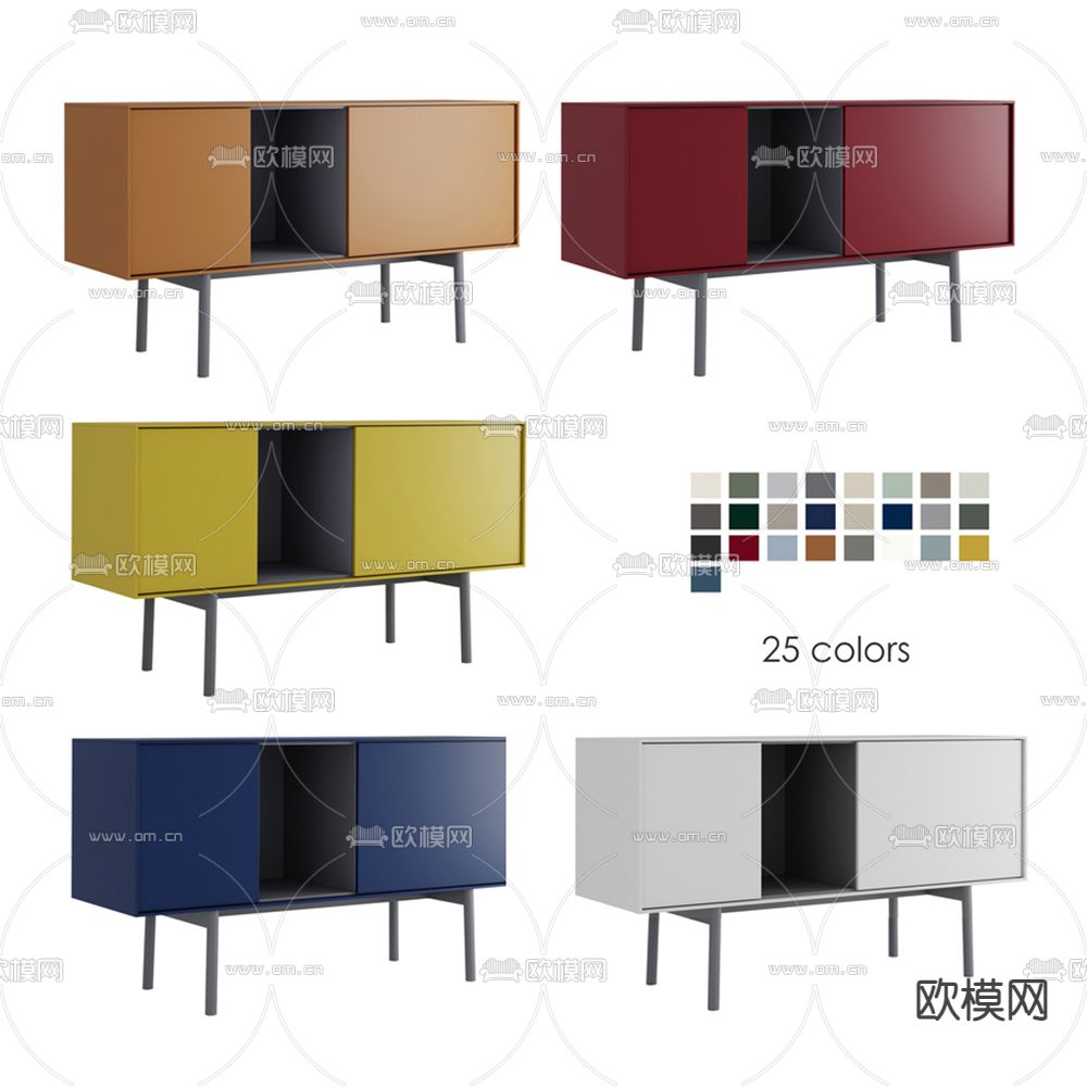 北欧电视柜3d模型下载（渲染图2）