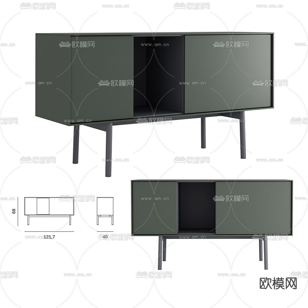 北欧电视柜3d模型下载（渲染图3）