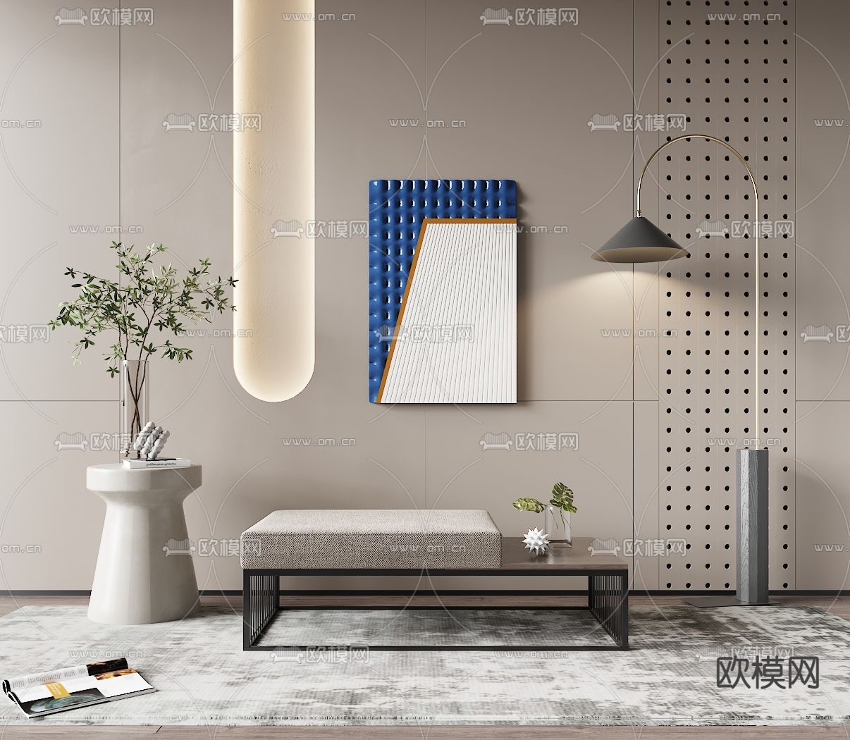 现代换鞋凳沙发凳床尾脚踏凳3d模型下载