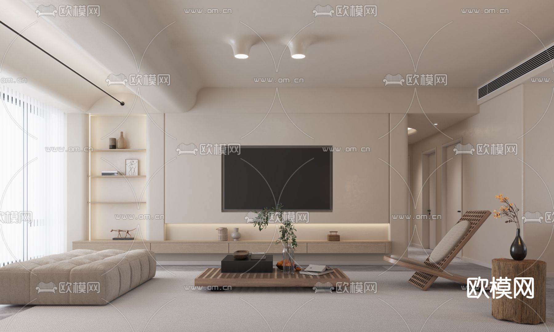 侘寂客餐厅3d模型下载（渲染图1）