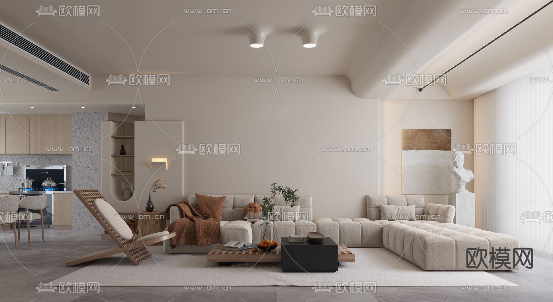 侘寂客餐厅3d模型下载（渲染图3）