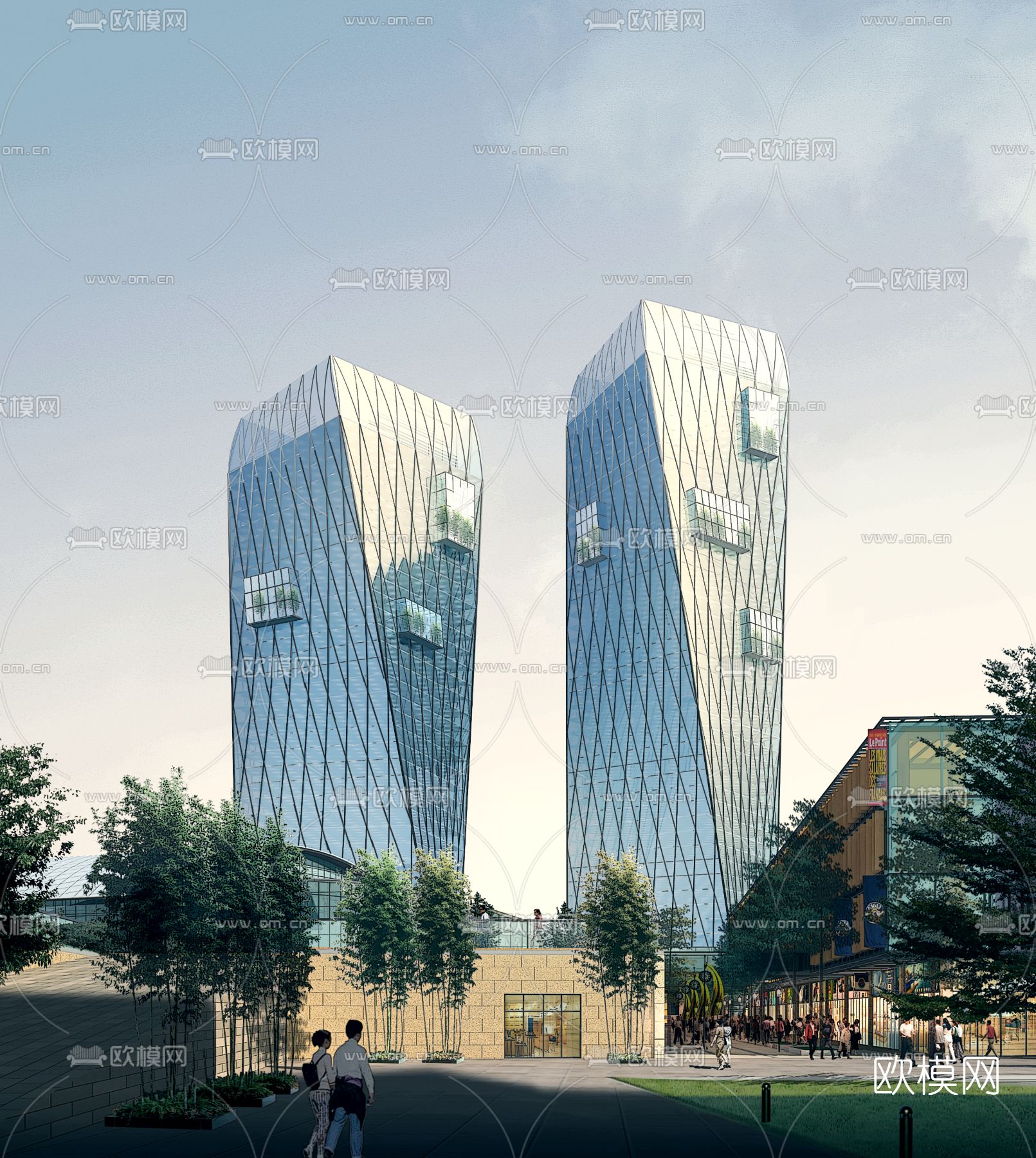 现代办公楼建筑外观psd下载