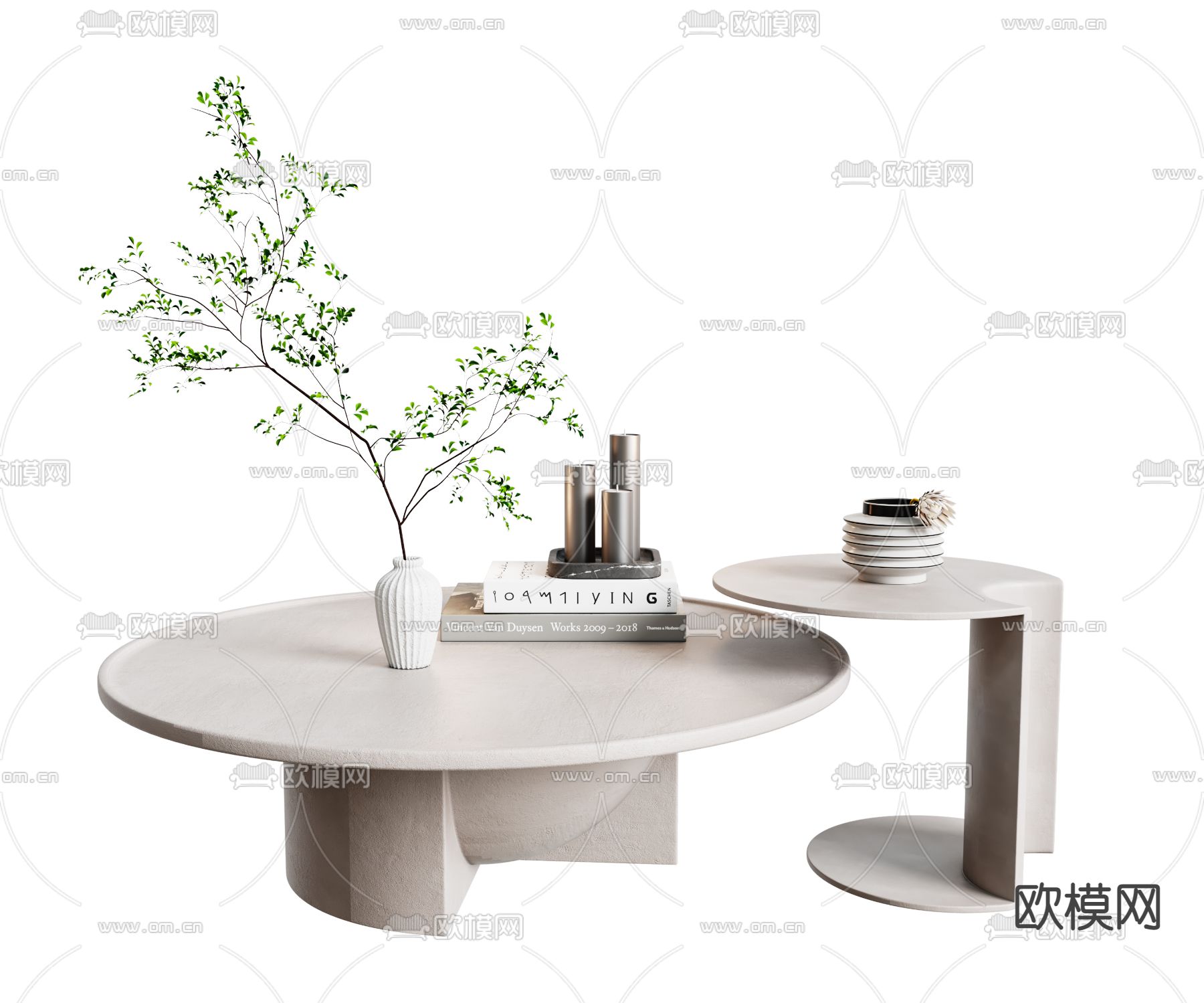 B&B italia 现代圆形子母茶几3d模型下载