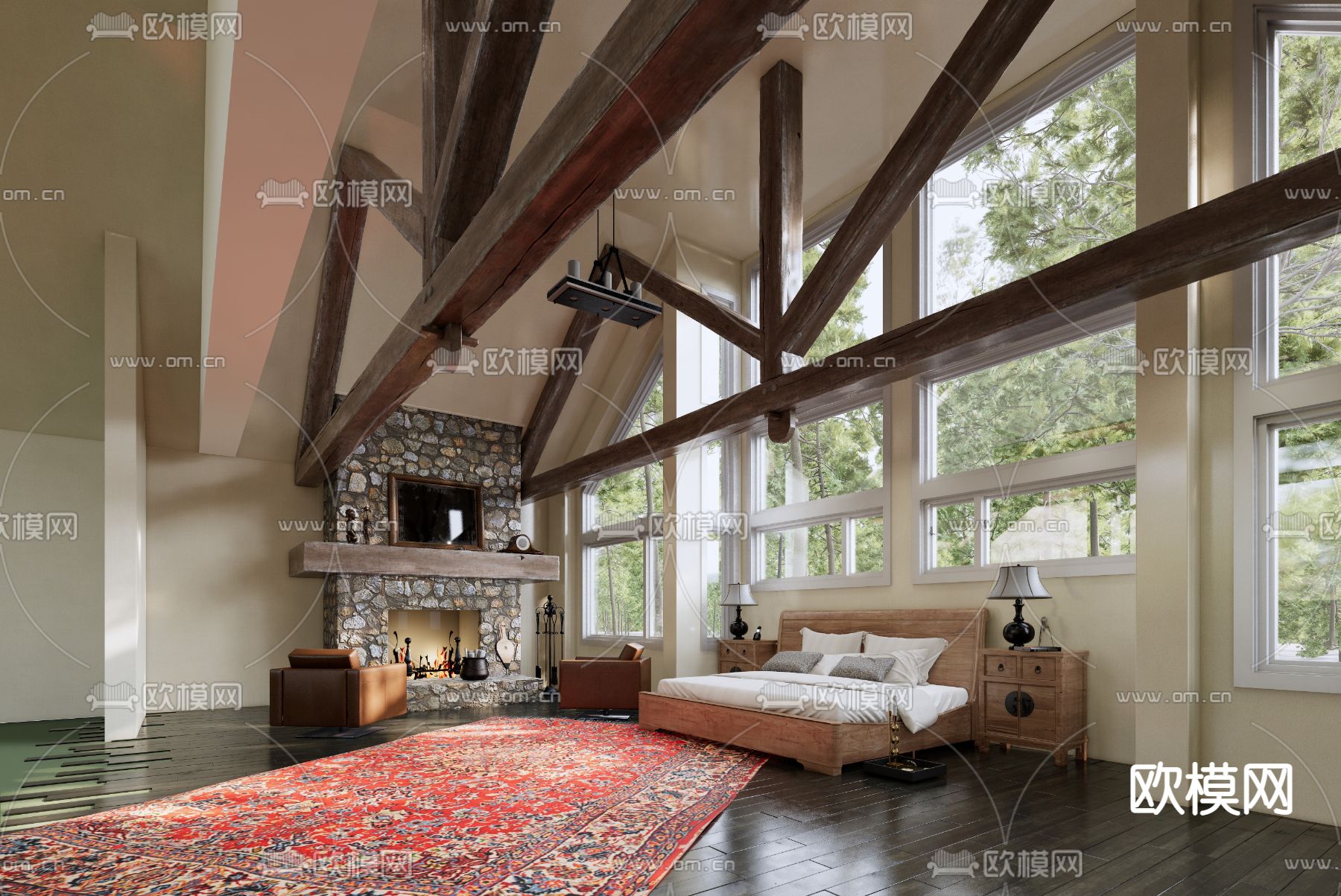 东南亚酒店民宿su模型下载（渲染图1）