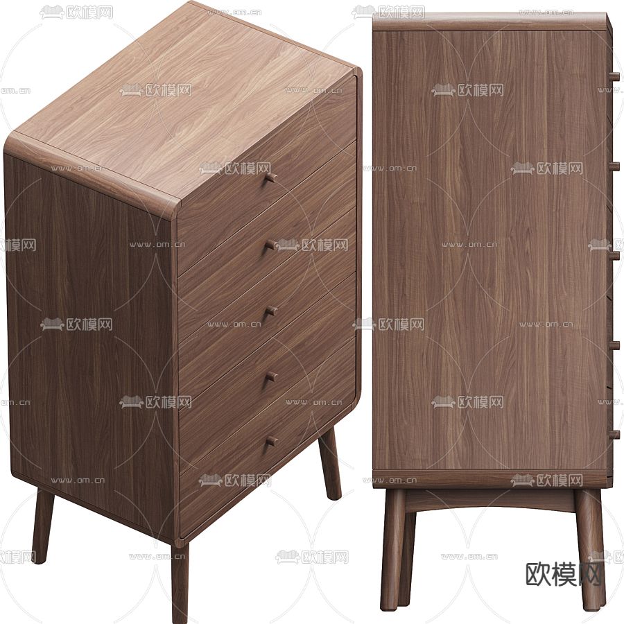现代实木玄关边柜斗柜3d模型下载（渲染图2）