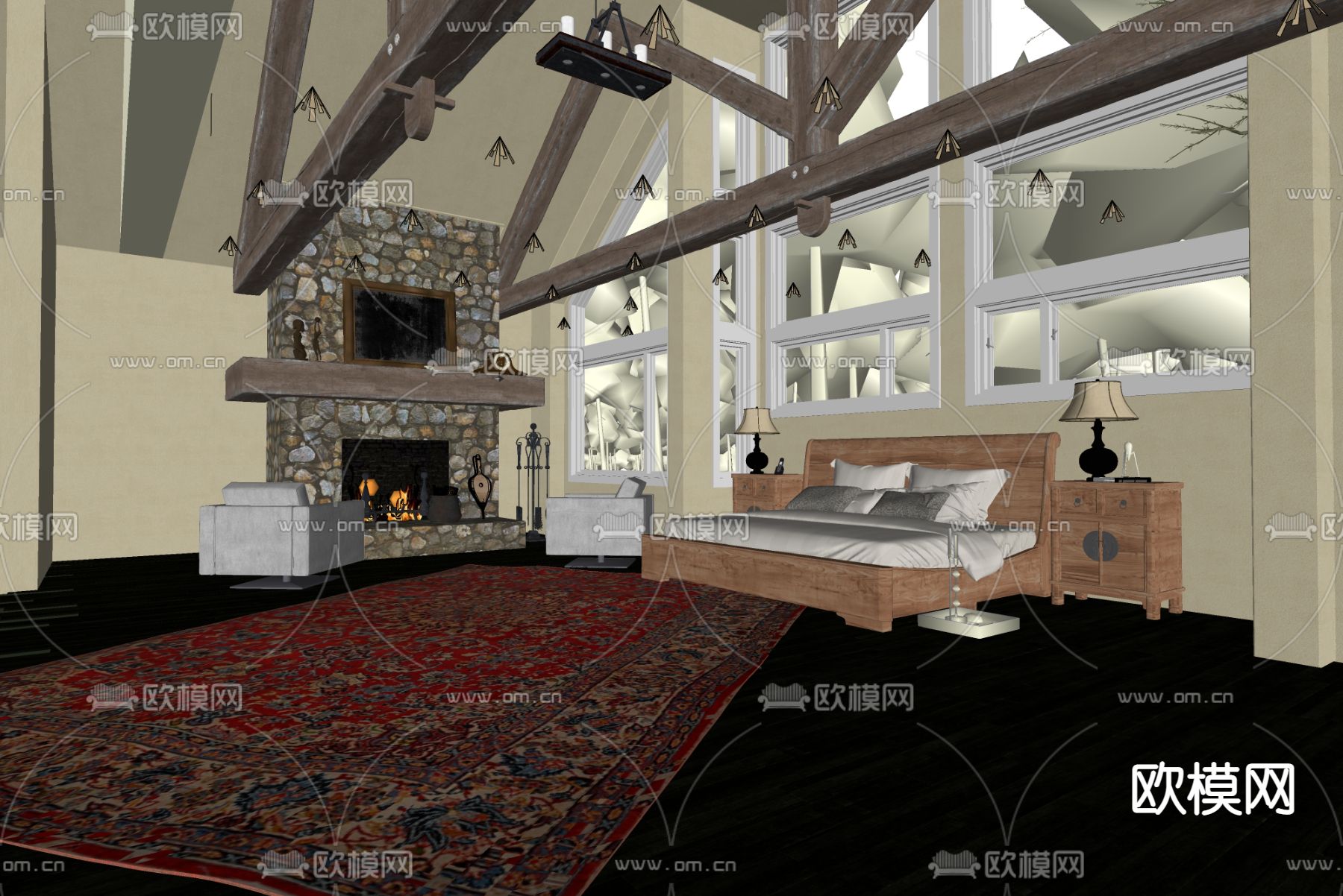 东南亚酒店民宿su模型下载（渲染图2）