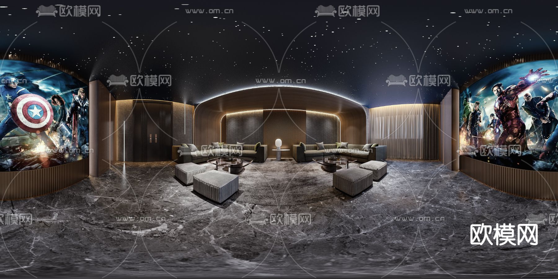 现代影音室vr全景3d模型