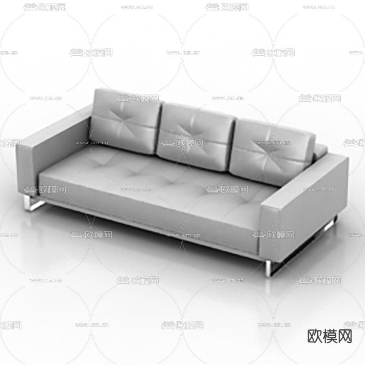 现代简约皮革不锈钢办公沙发免费3d模型