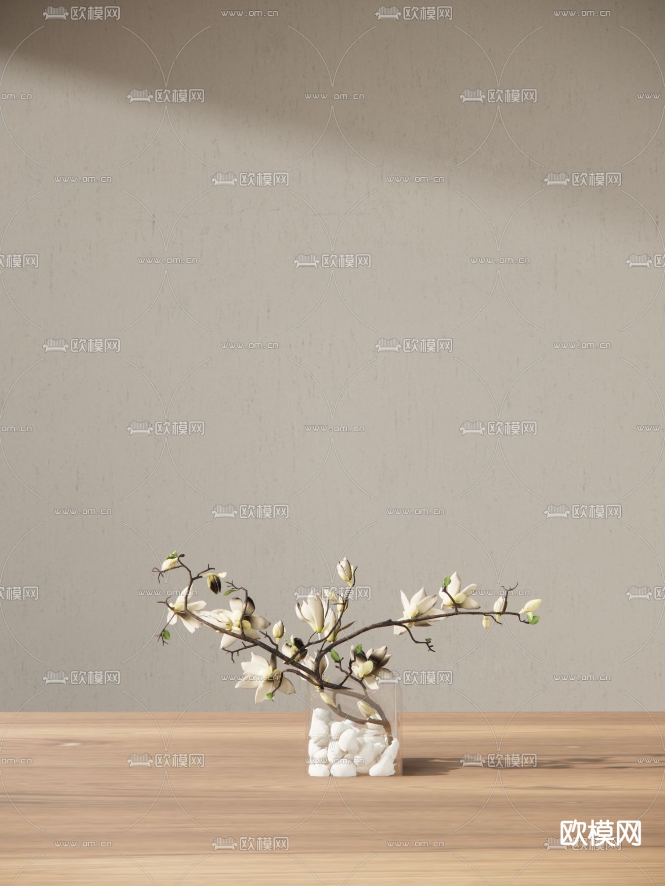 现代花卉植物盆栽su模型下载（渲染图1）