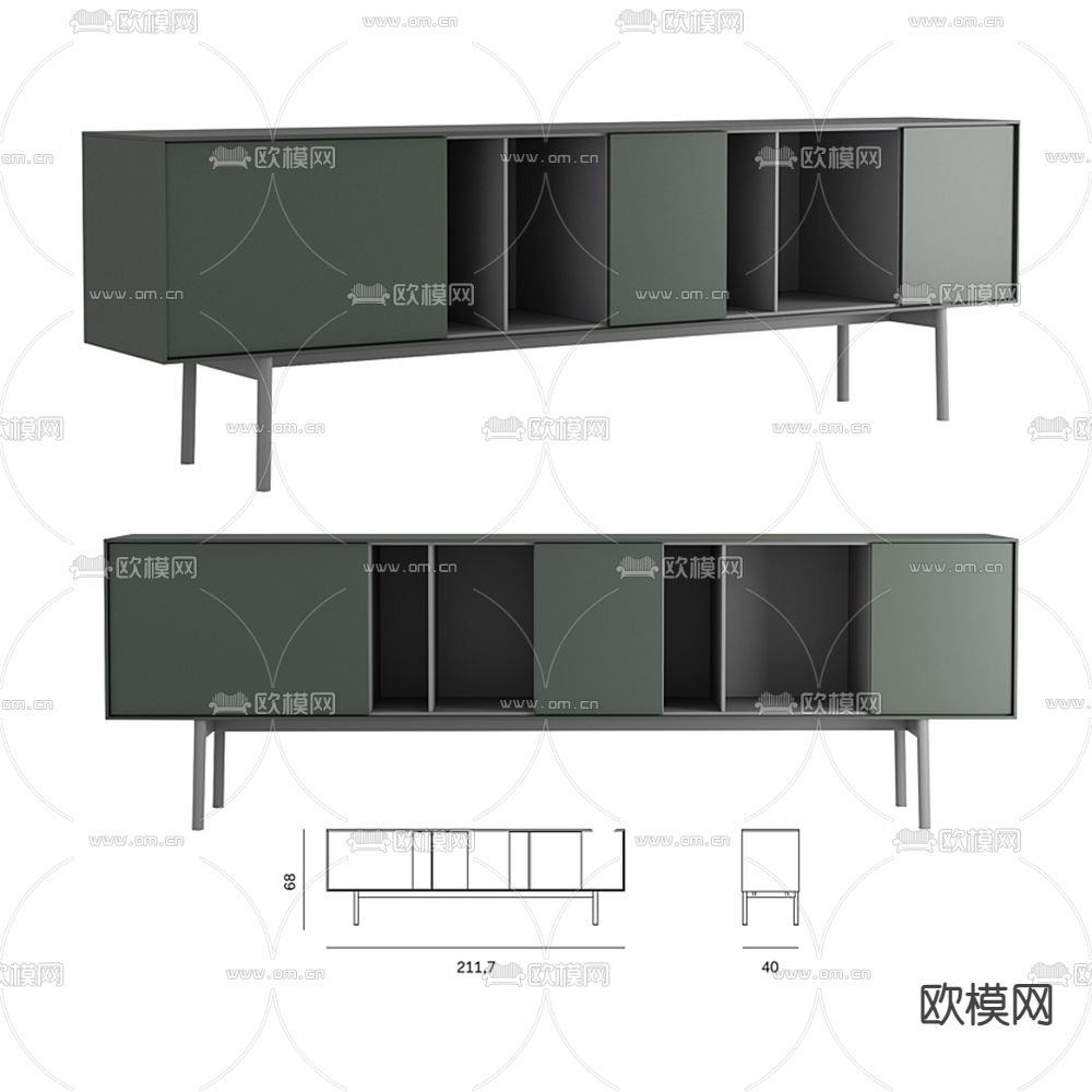北欧电视柜3d模型下载（渲染图5）