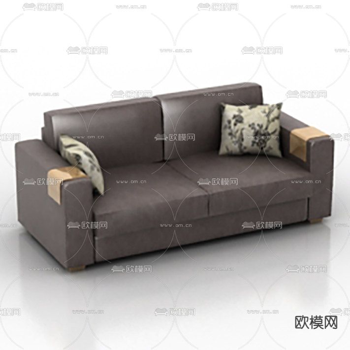 现代简约皮革双人沙发免费3d模型下载
