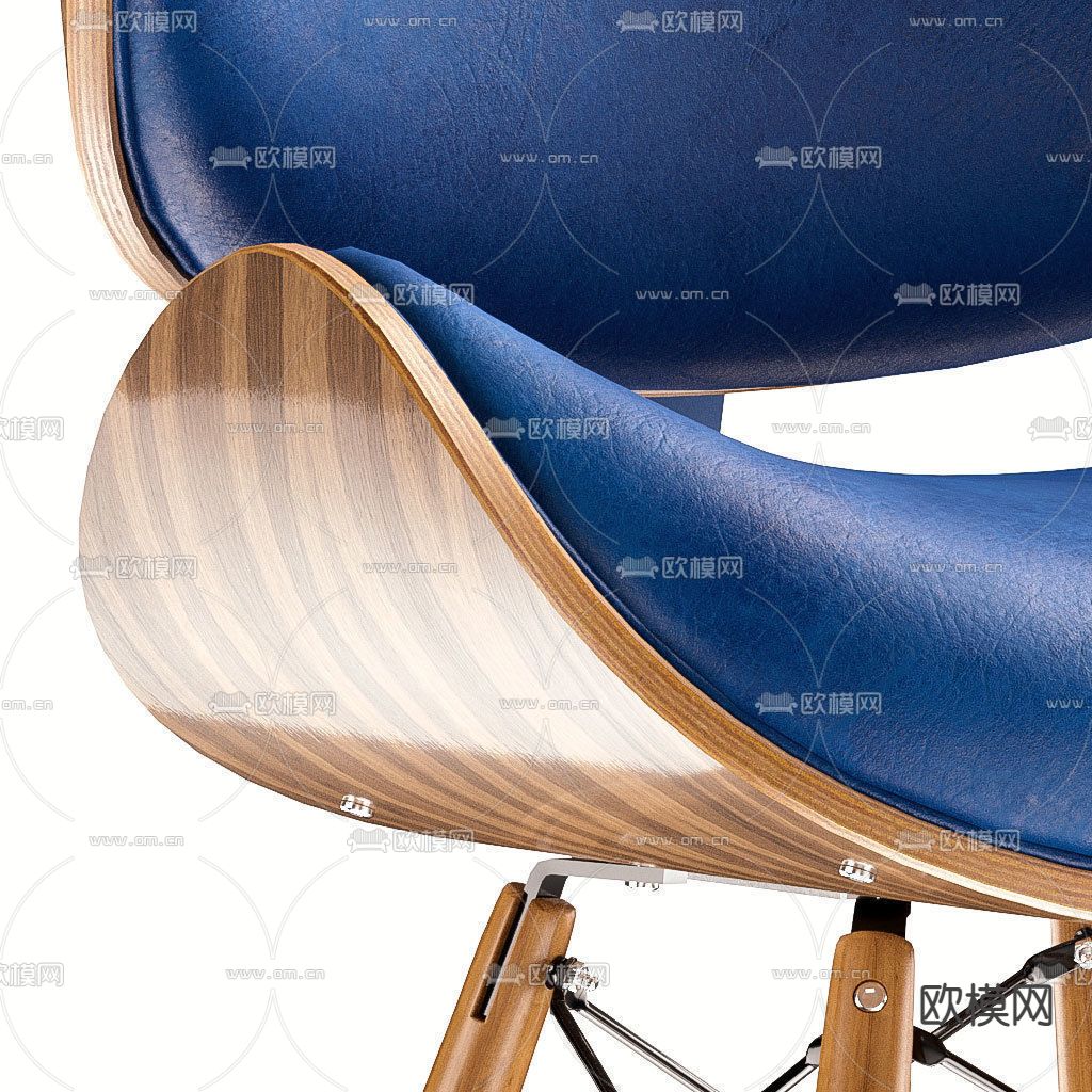 Cor 北欧蓝色皮革休闲椅3d模型下载（渲染图2）