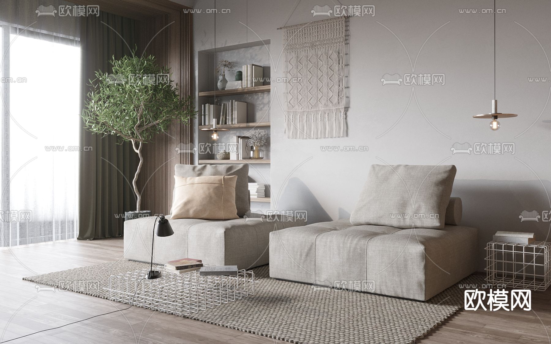 现代方形懒人沙发3d模型