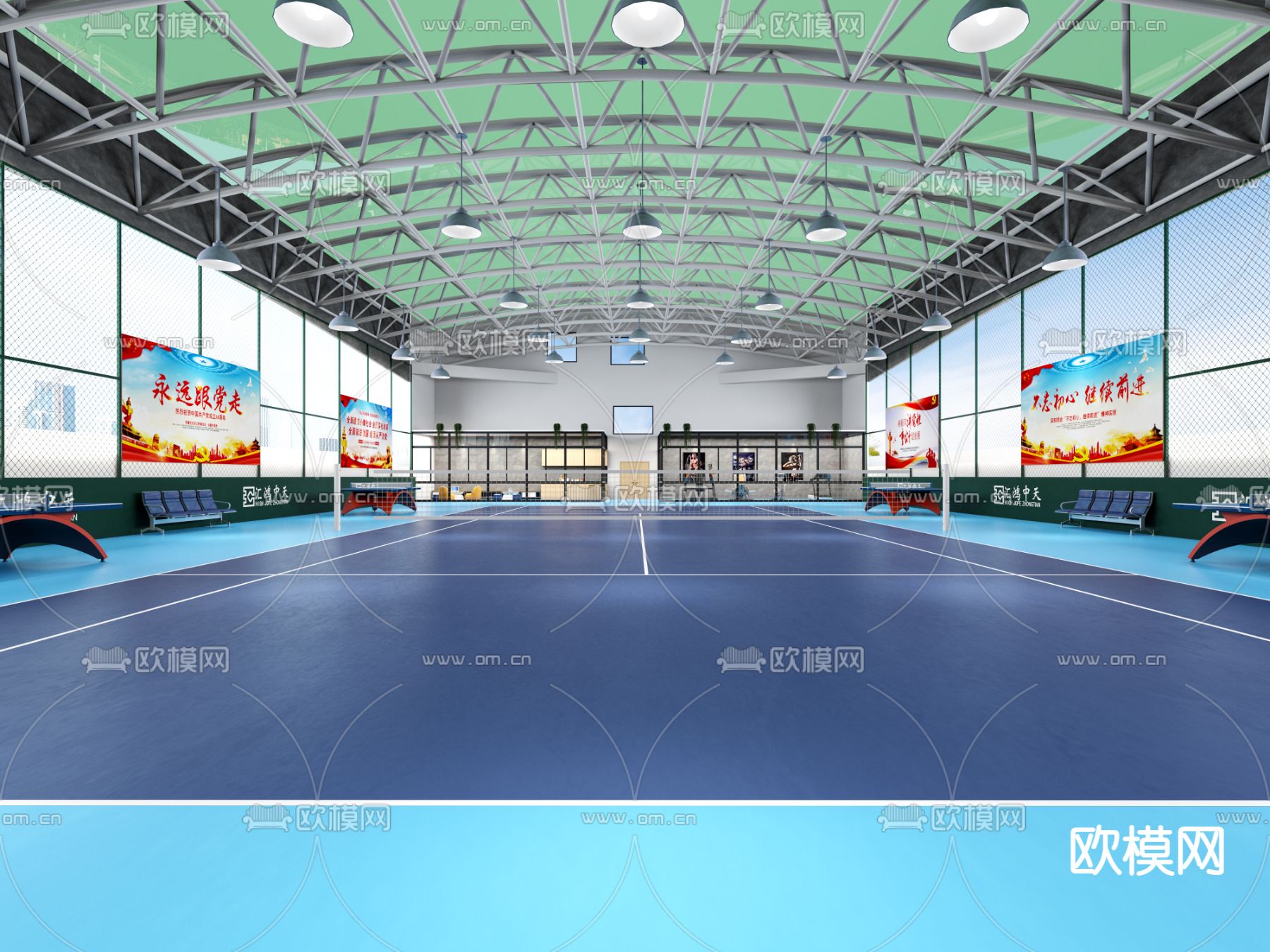 现代羽毛球场3d模型下载