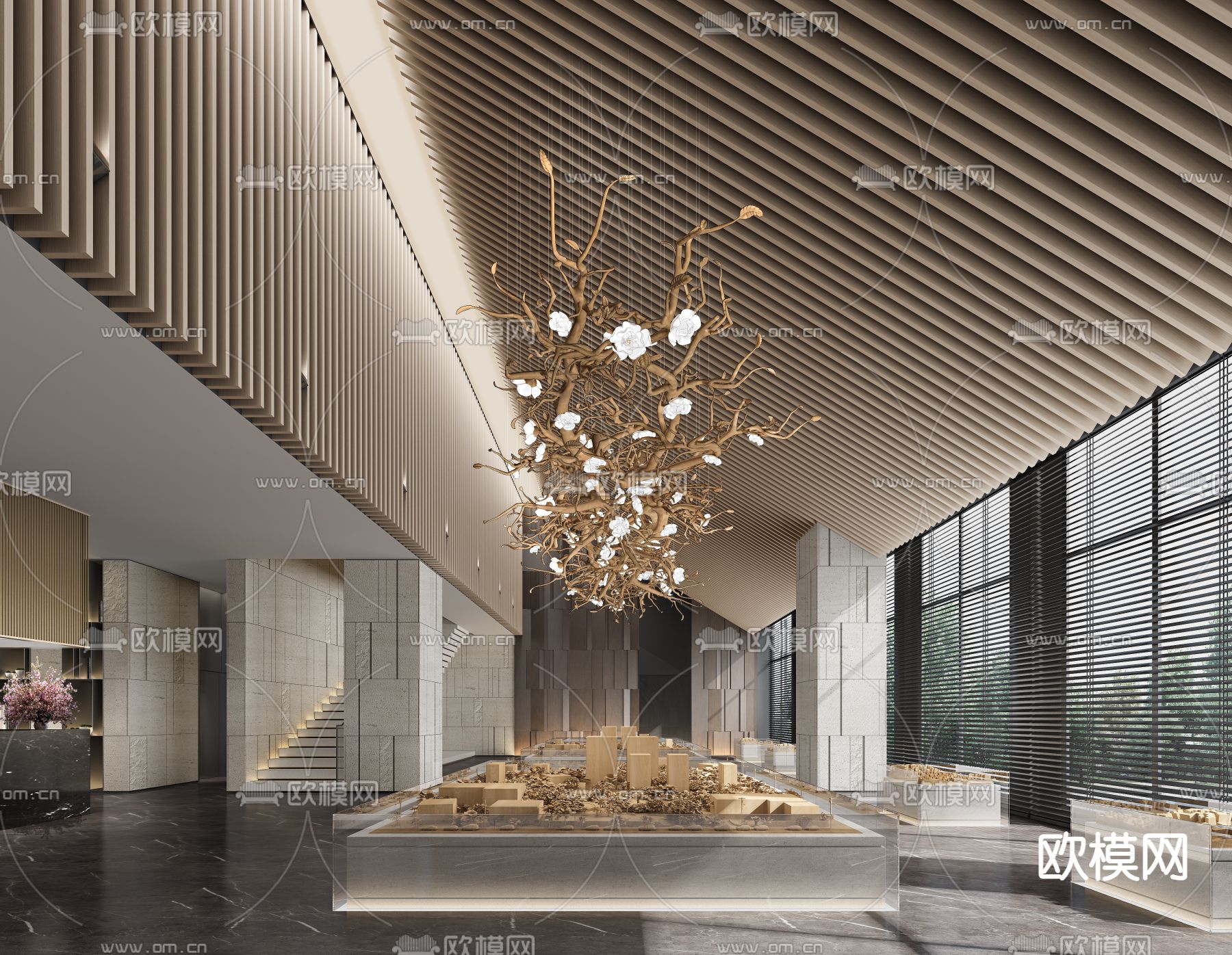 现代售楼处沙盘区3d模型下载_ID11989059_3dmax免费模型-欧模网