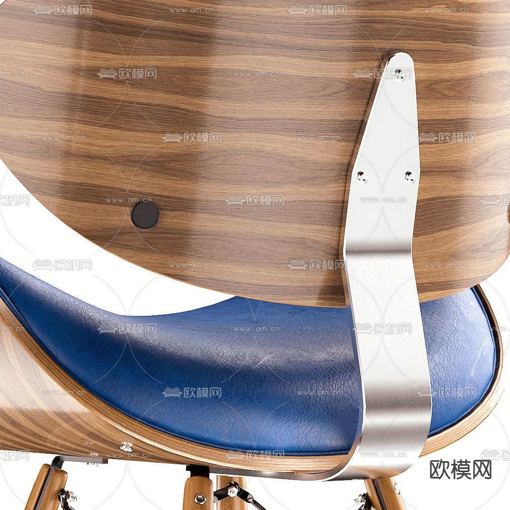 Cor 北欧蓝色皮革休闲椅3d模型下载（渲染图3）