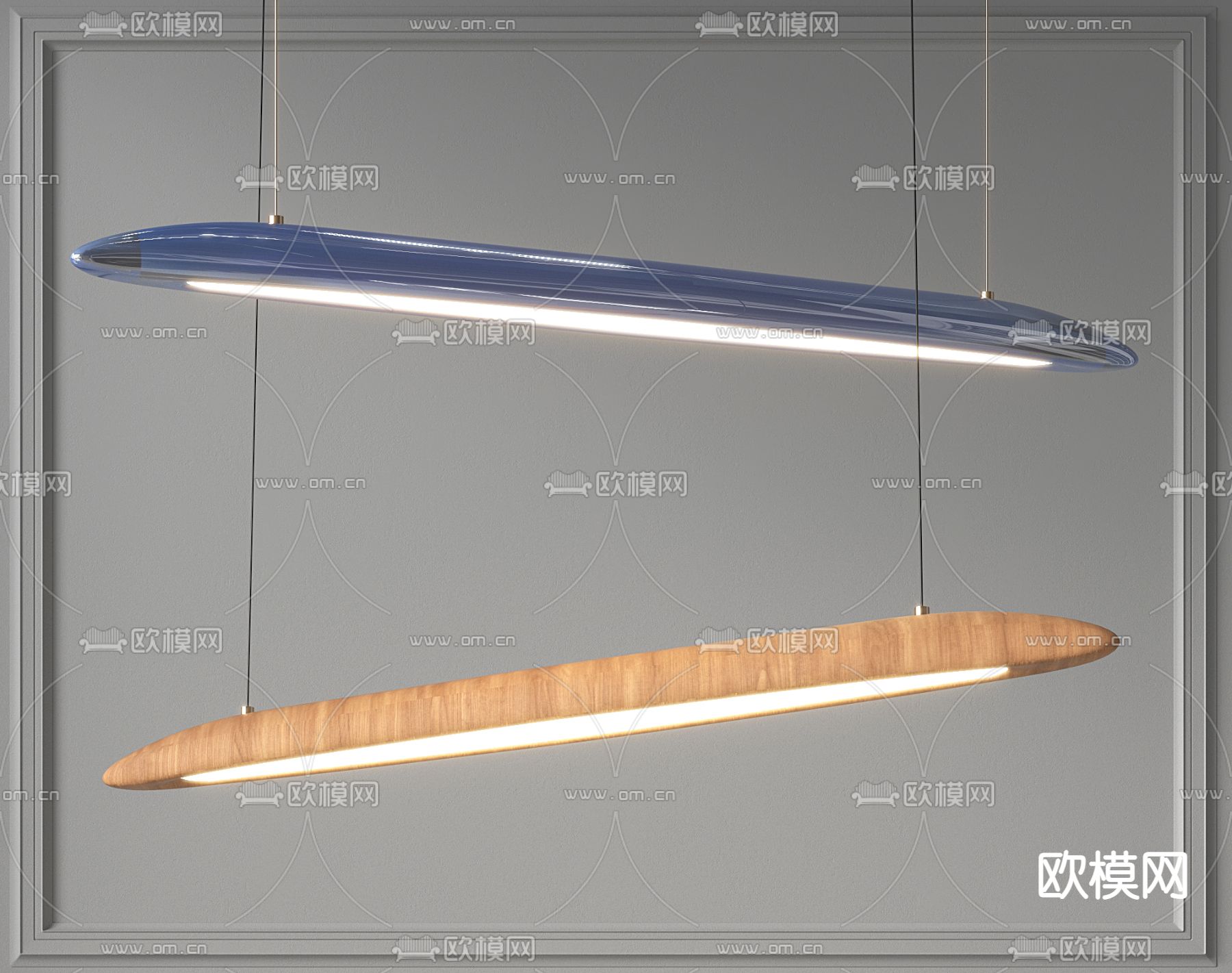 现代蓝色办公吊灯3d模型下载