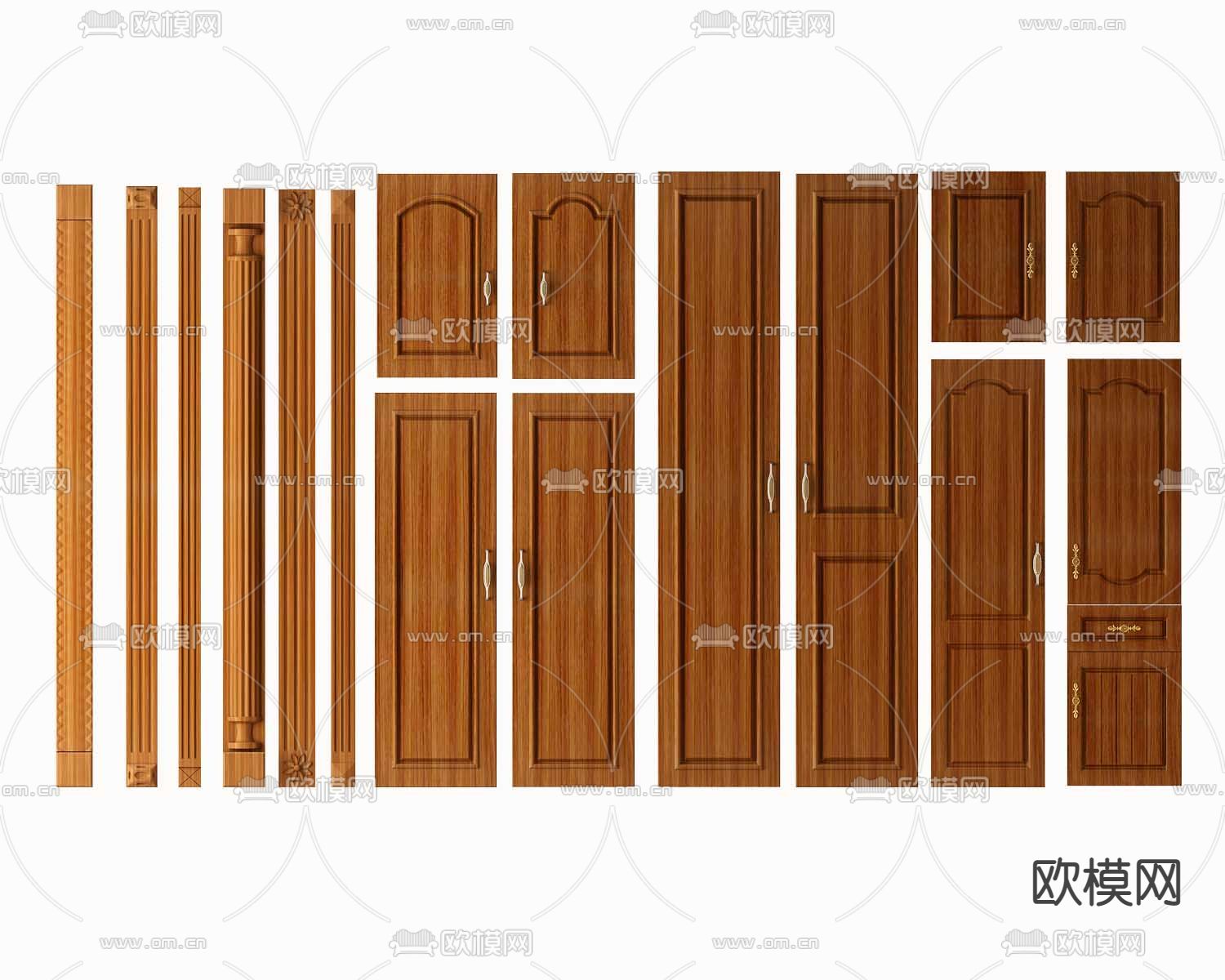 欧式实木墙板3d模型下载