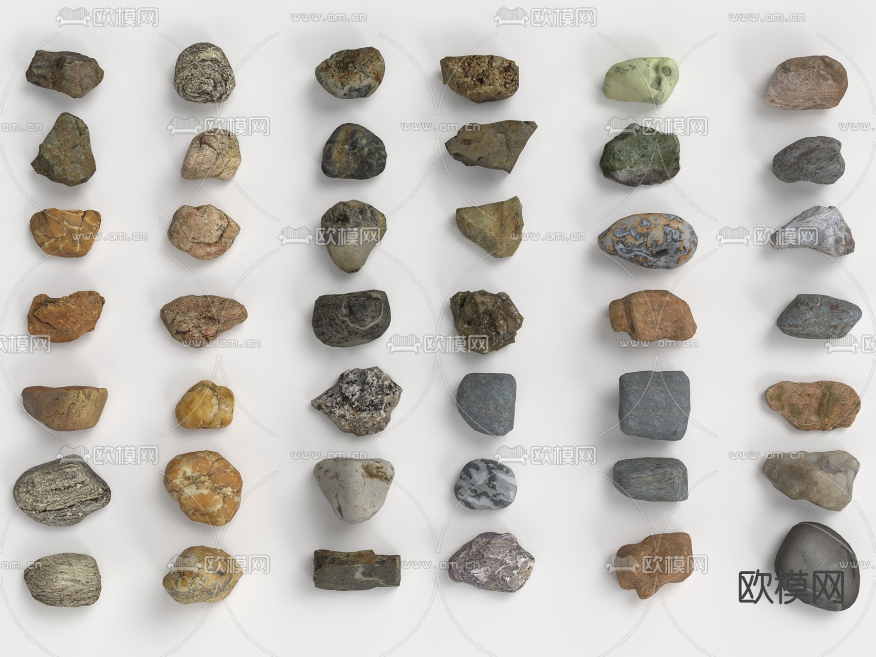 现代鹅卵石岩石3d模型下载（渲染图2）