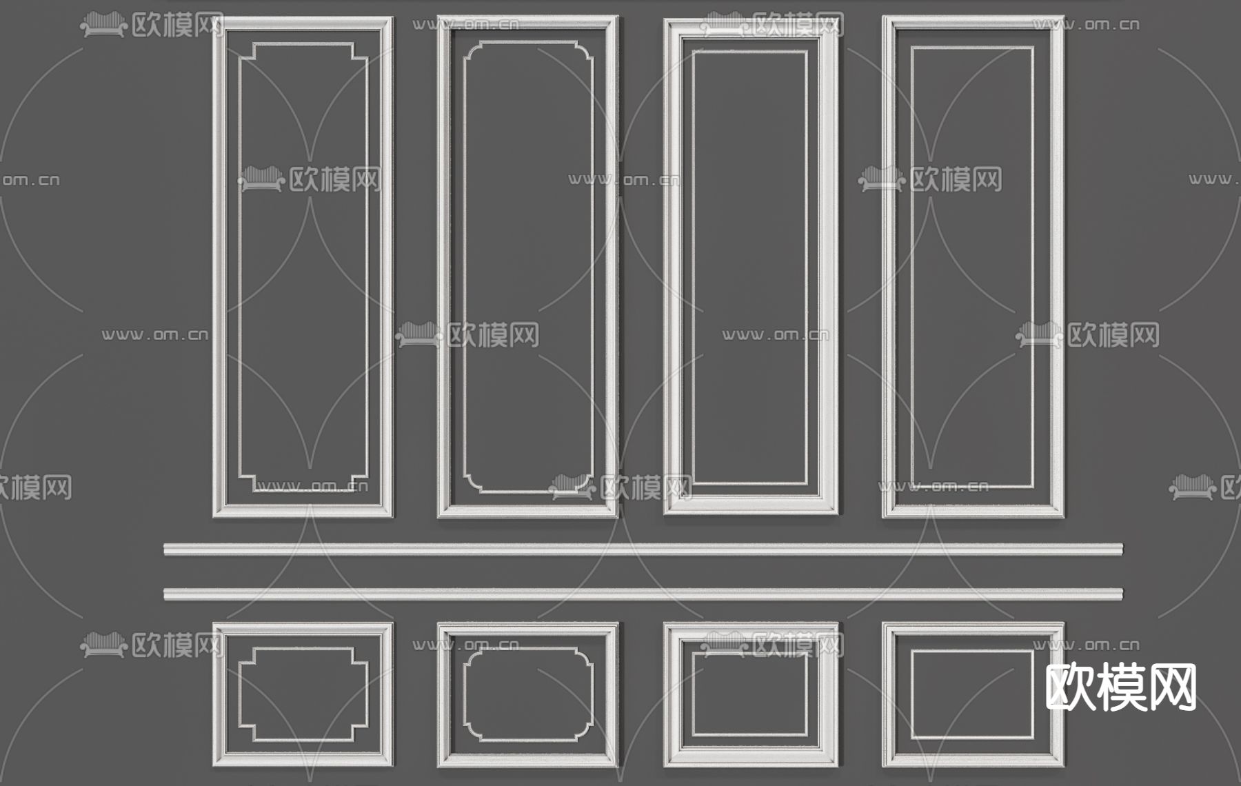现代石膏线条护墙板3d模型下载