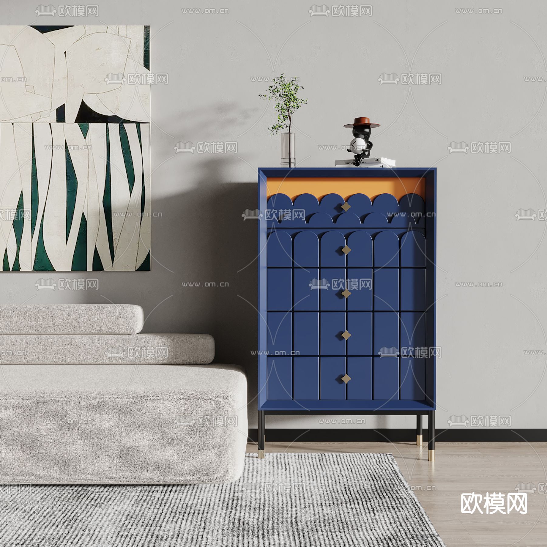 北欧边柜五斗柜3d模型下载