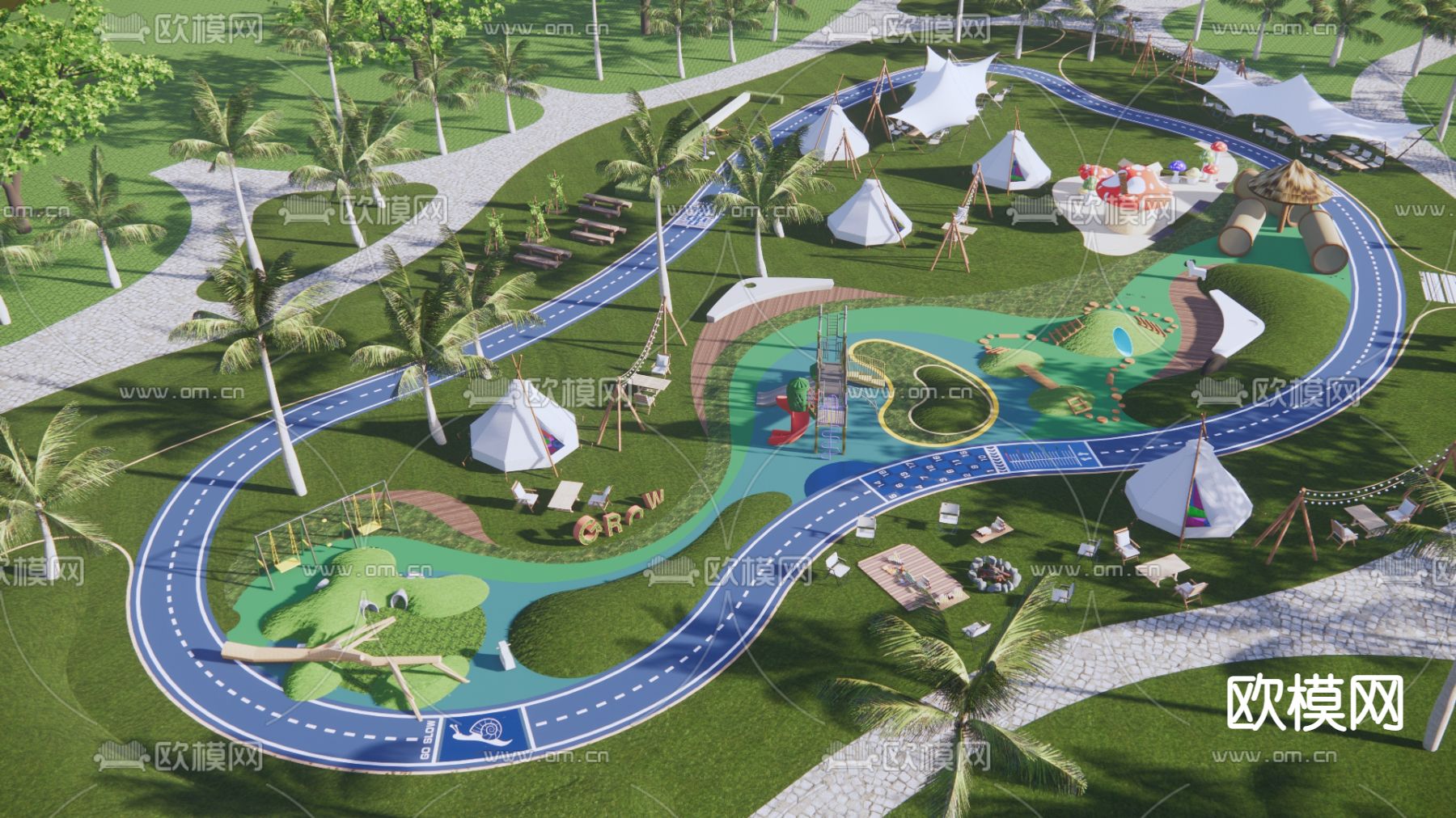 现代露营公园景观su模型
