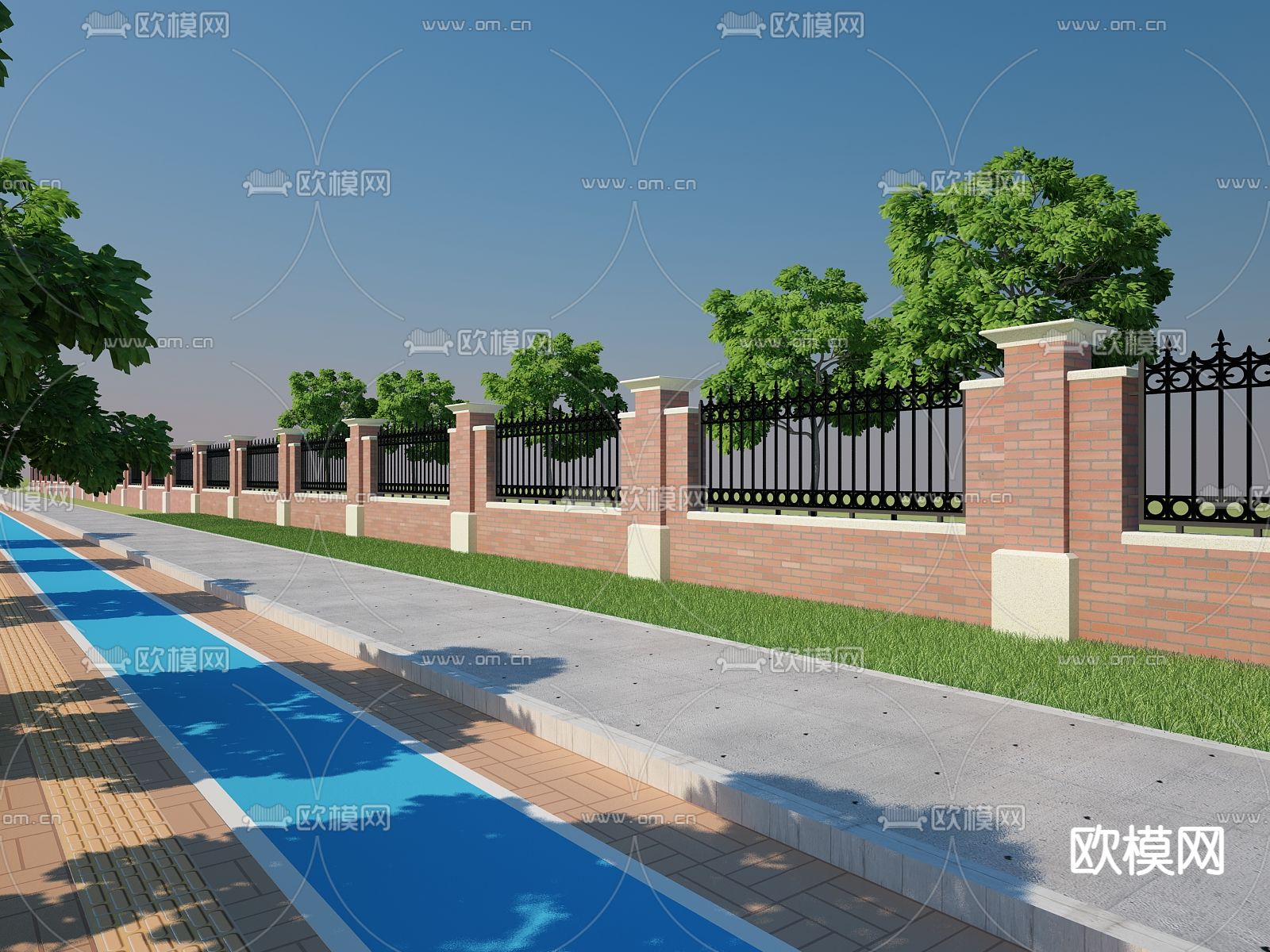 现代围墙栏杆护栏3d模型下载