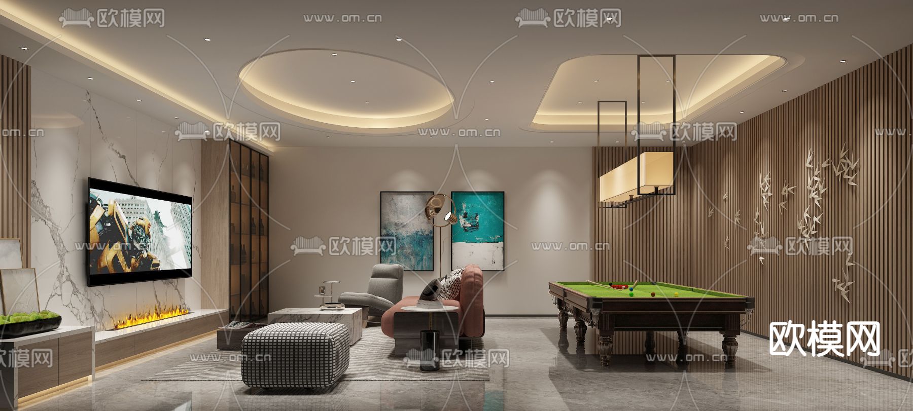 现代地下影音室3d模型下载