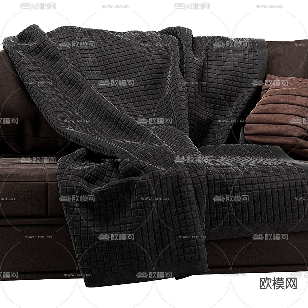 现代布艺三人沙发3d模型下载（渲染图3）