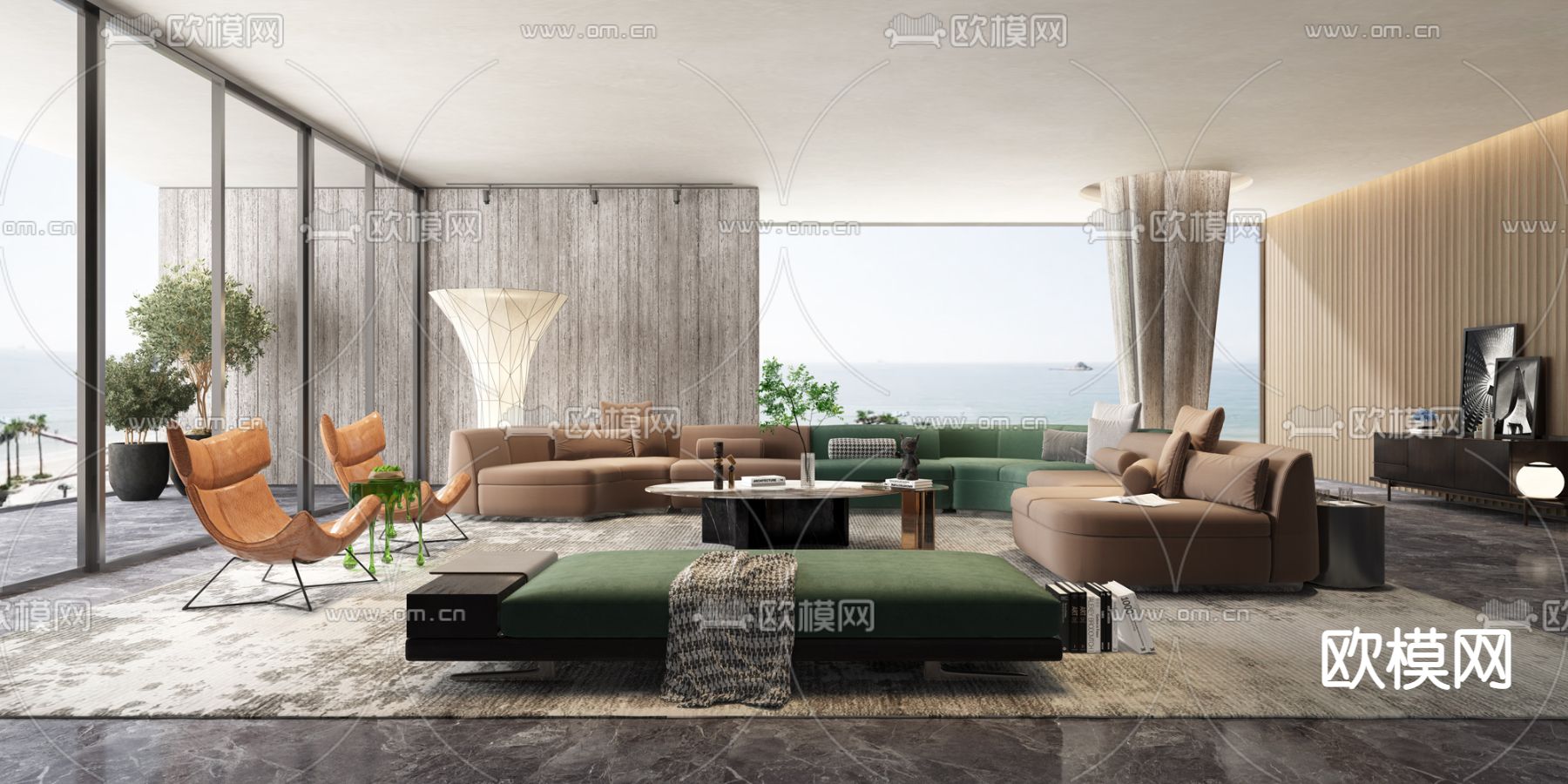 后现代时尚客厅3d模型下载