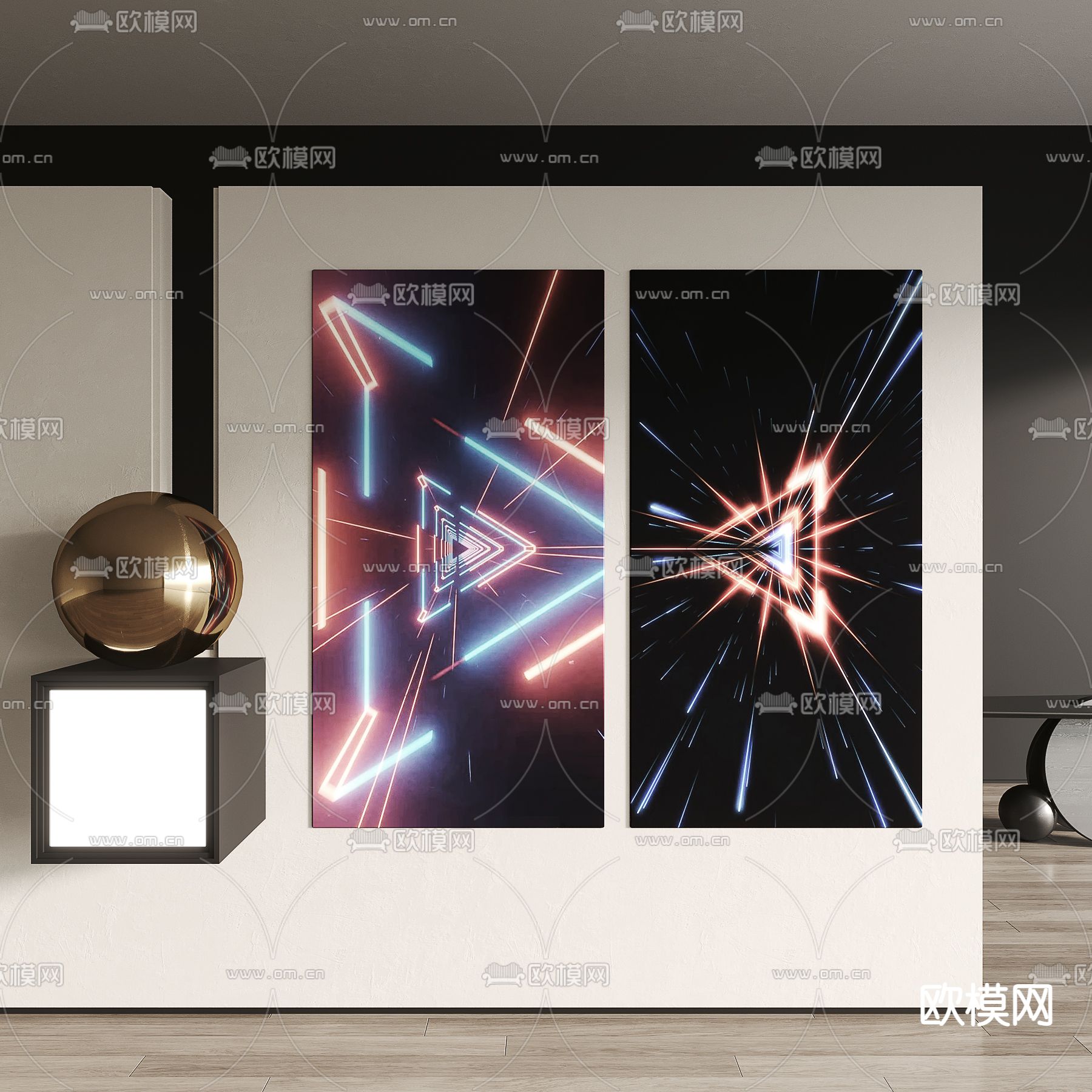 现代科技感抽象装饰画su模型