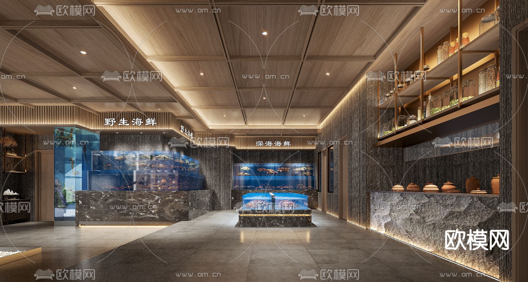 现代海鲜餐厅3d模型下载（渲染图2）