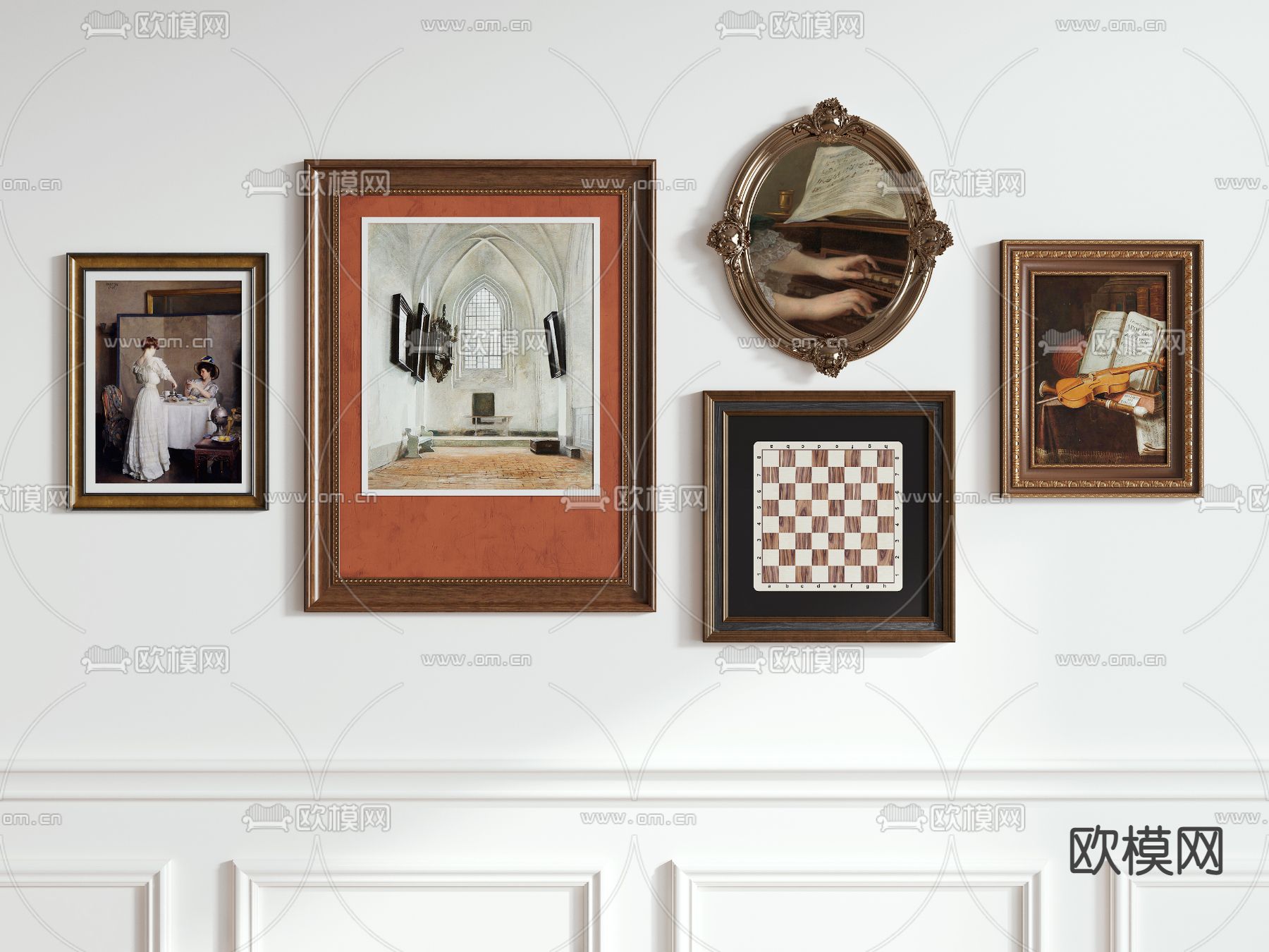 简欧装饰画su模型下载（渲染图1）