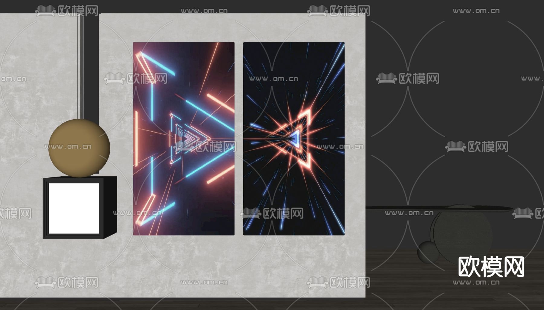 现代科技感抽象装饰画su模型