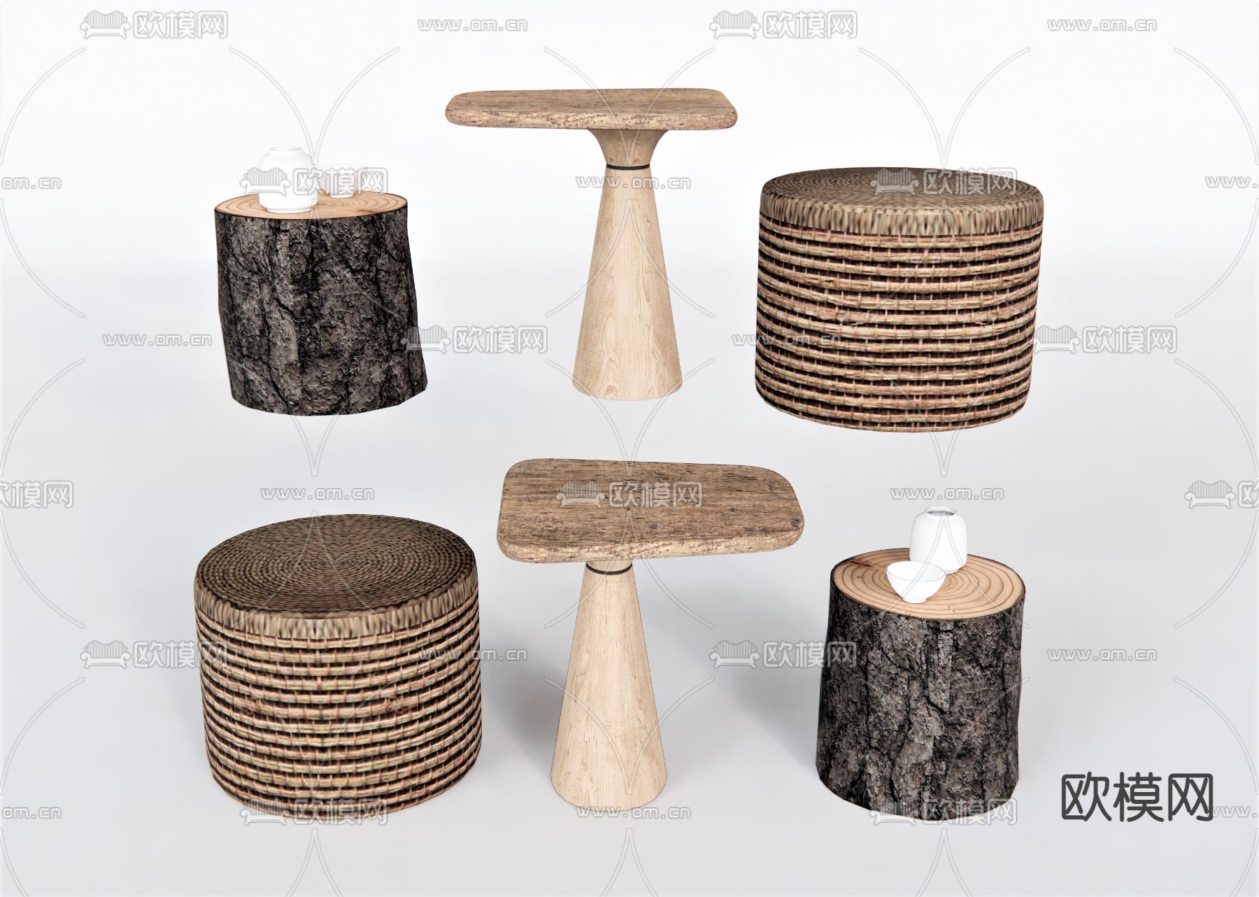 自然风实木边几角几su模型