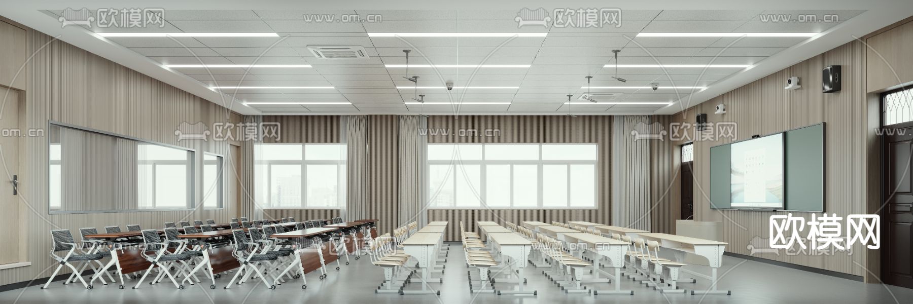 现代学校多媒体教室3d模型