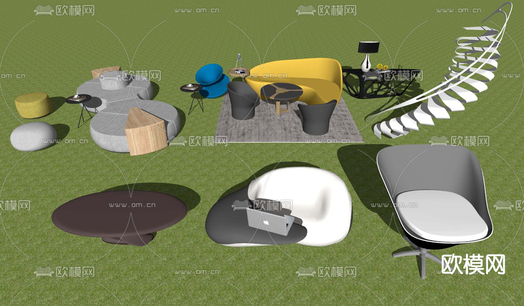 现代异形沙发su模型下载